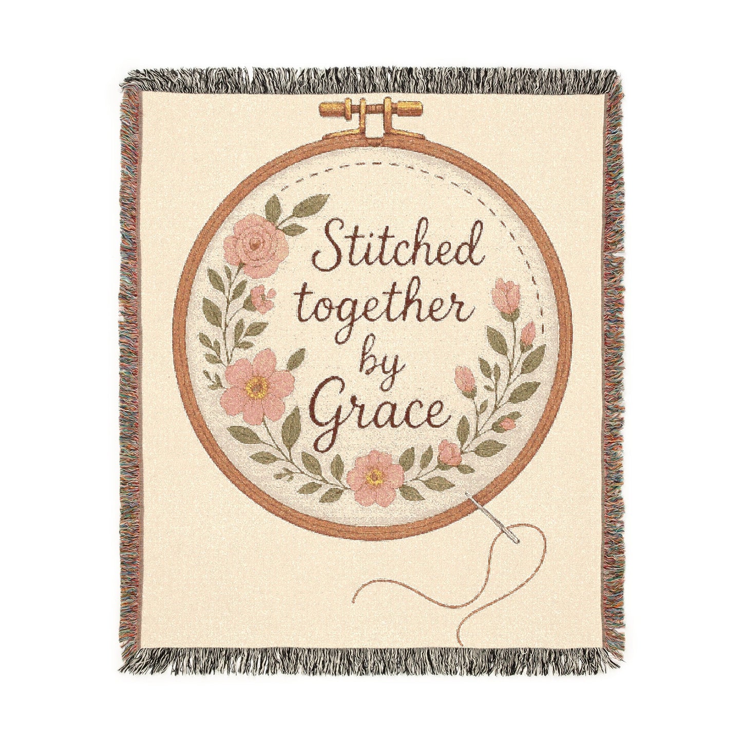 Stitched Together By His Grace Woven Blanket