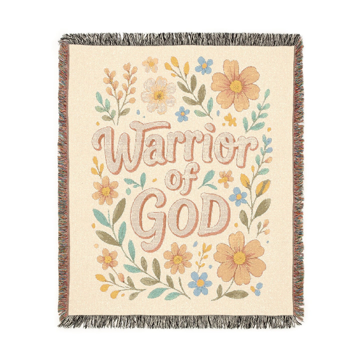 Warrior of God Floral Woven Blanket
