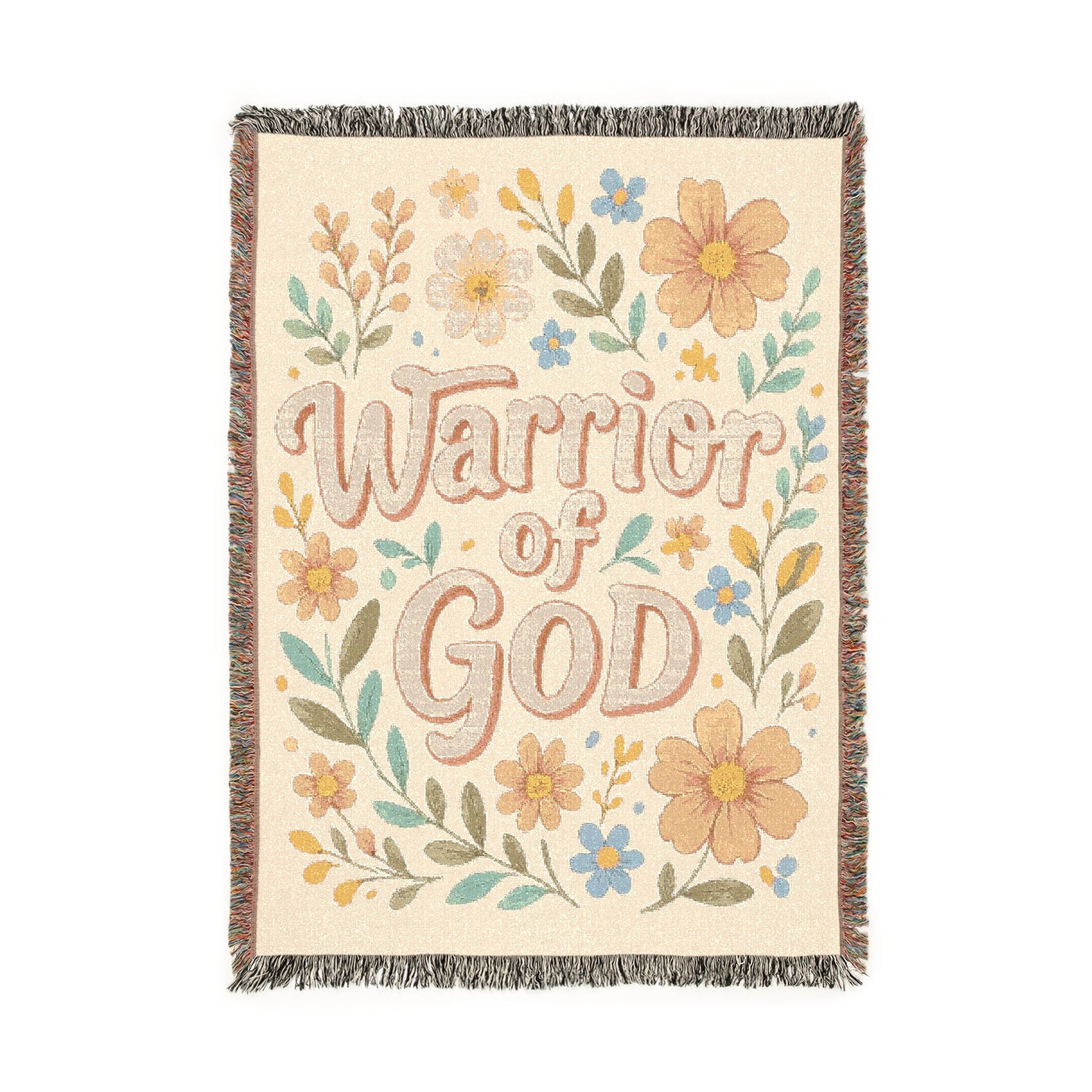 Warrior of God Floral Woven Blanket