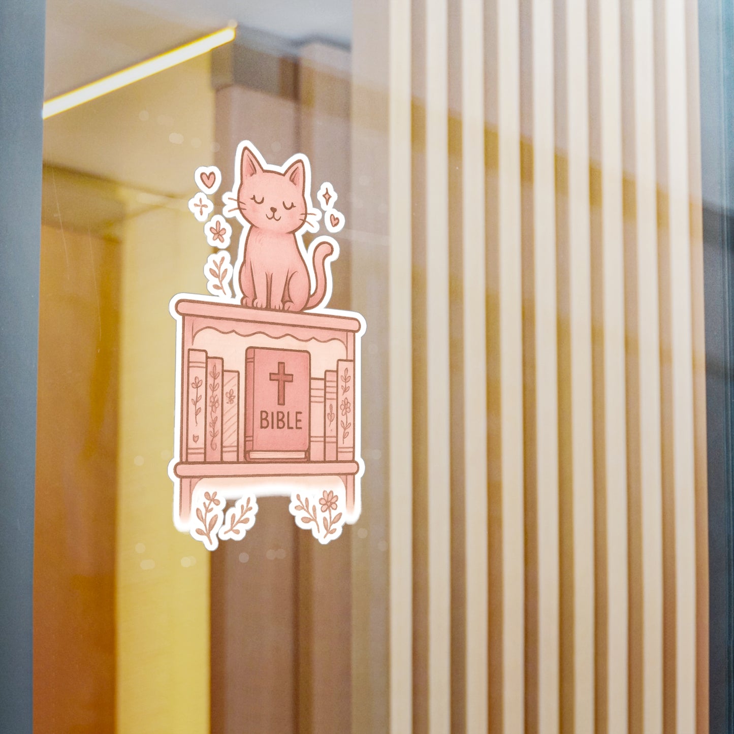 Cute Cat Bible Vinyl Decal