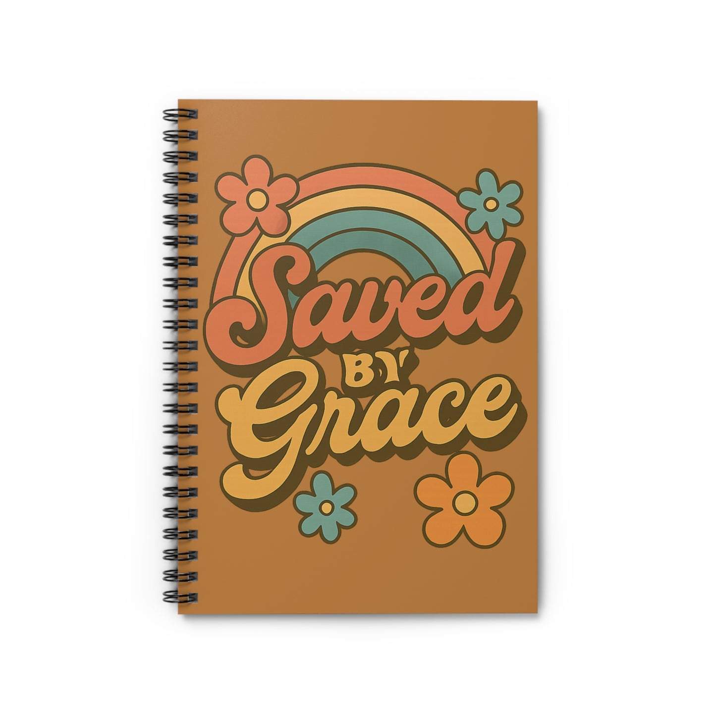 Saved by Grace Vintage Rainbow Spiral Notebook