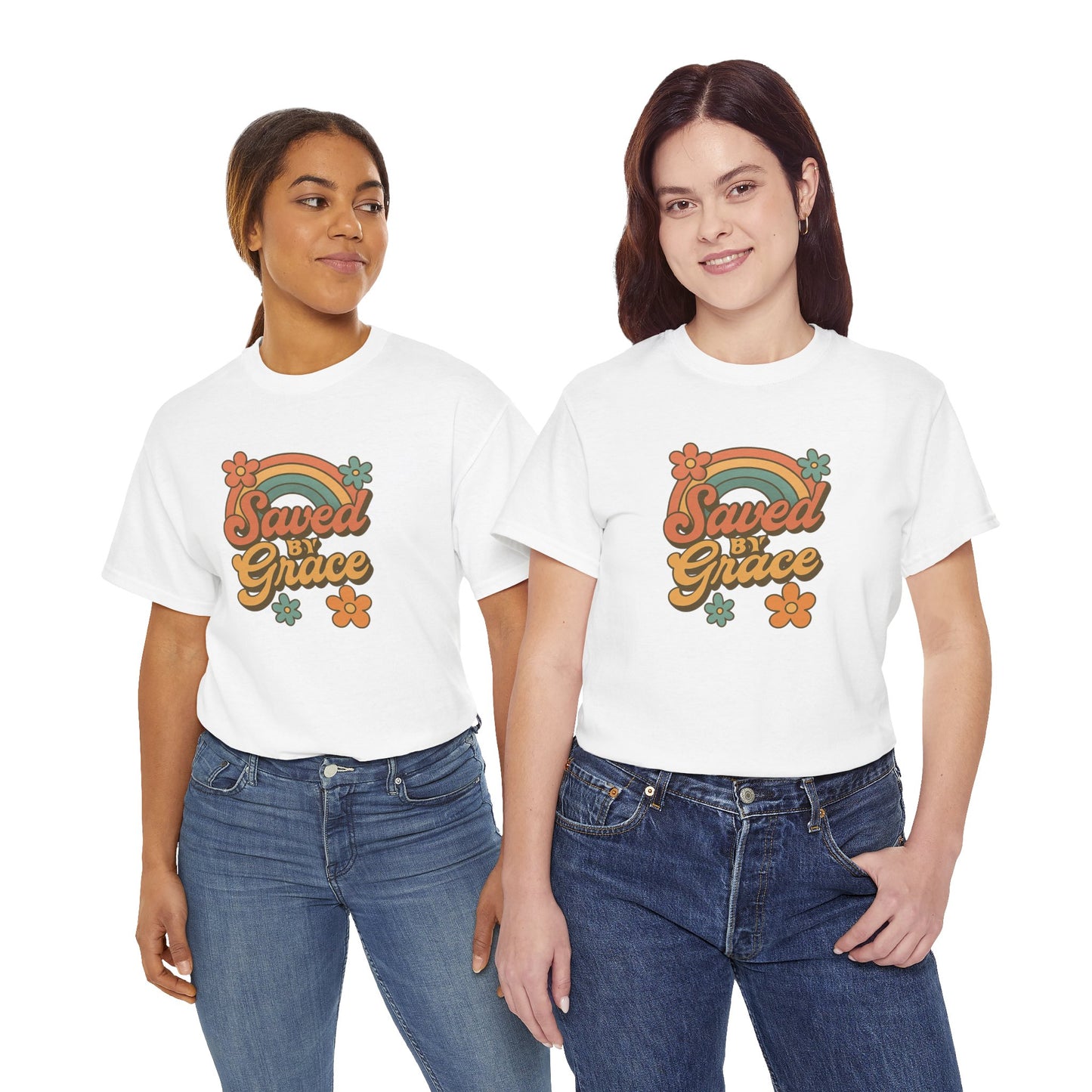 Saved by Grace Vintage Rainbow Tee