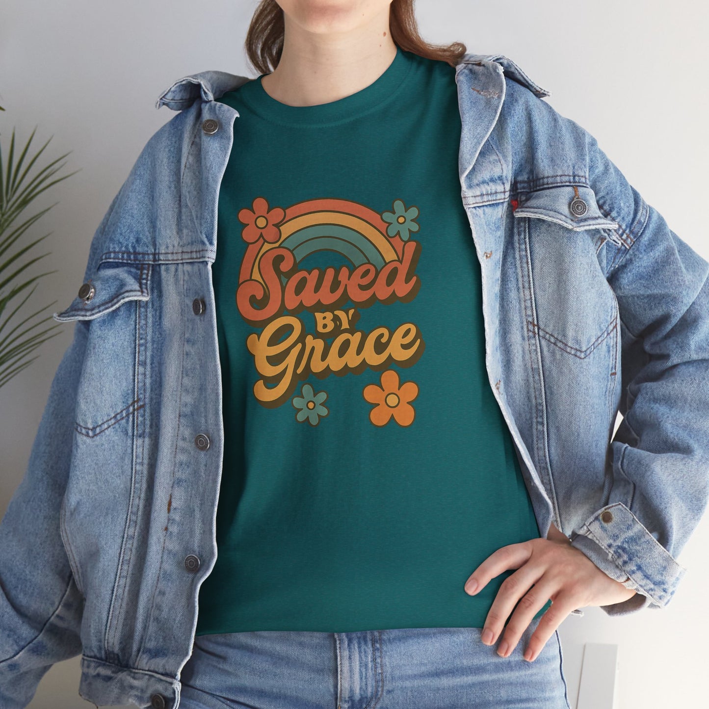 Saved by Grace Vintage Rainbow Tee