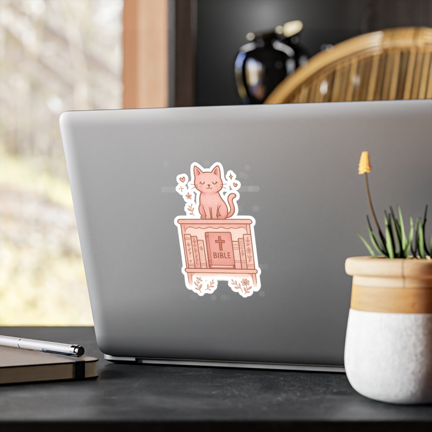 Cute Cat Bible Vinyl Decal