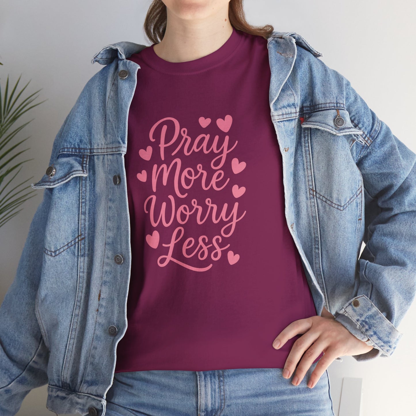 Pray More Worry Less Heart Tee