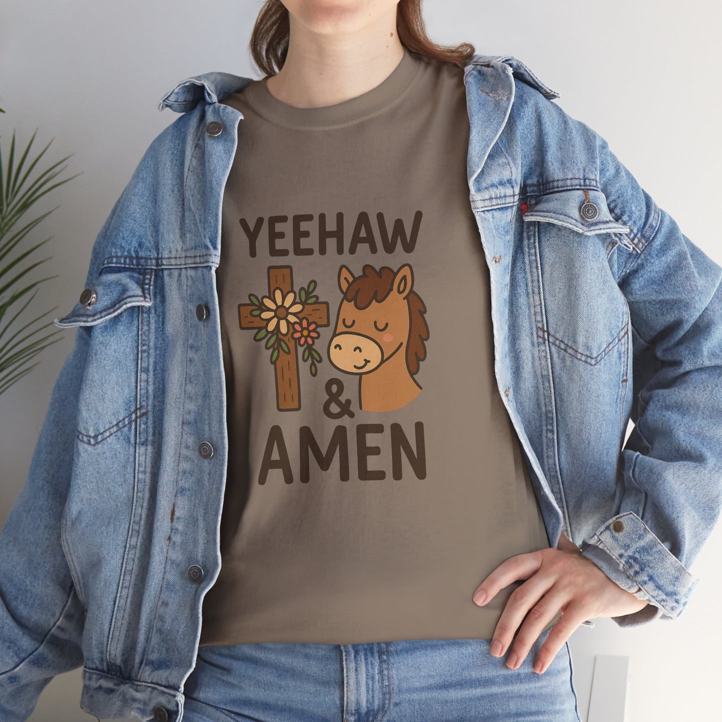 Yeehaw & Amen Floral Cross Horse Tee