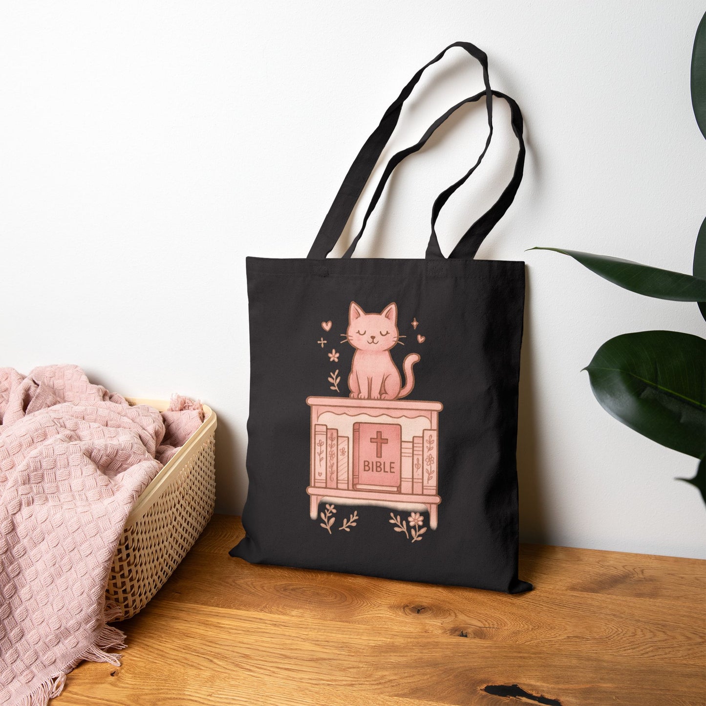 Cute Cat Bible Tote Bag