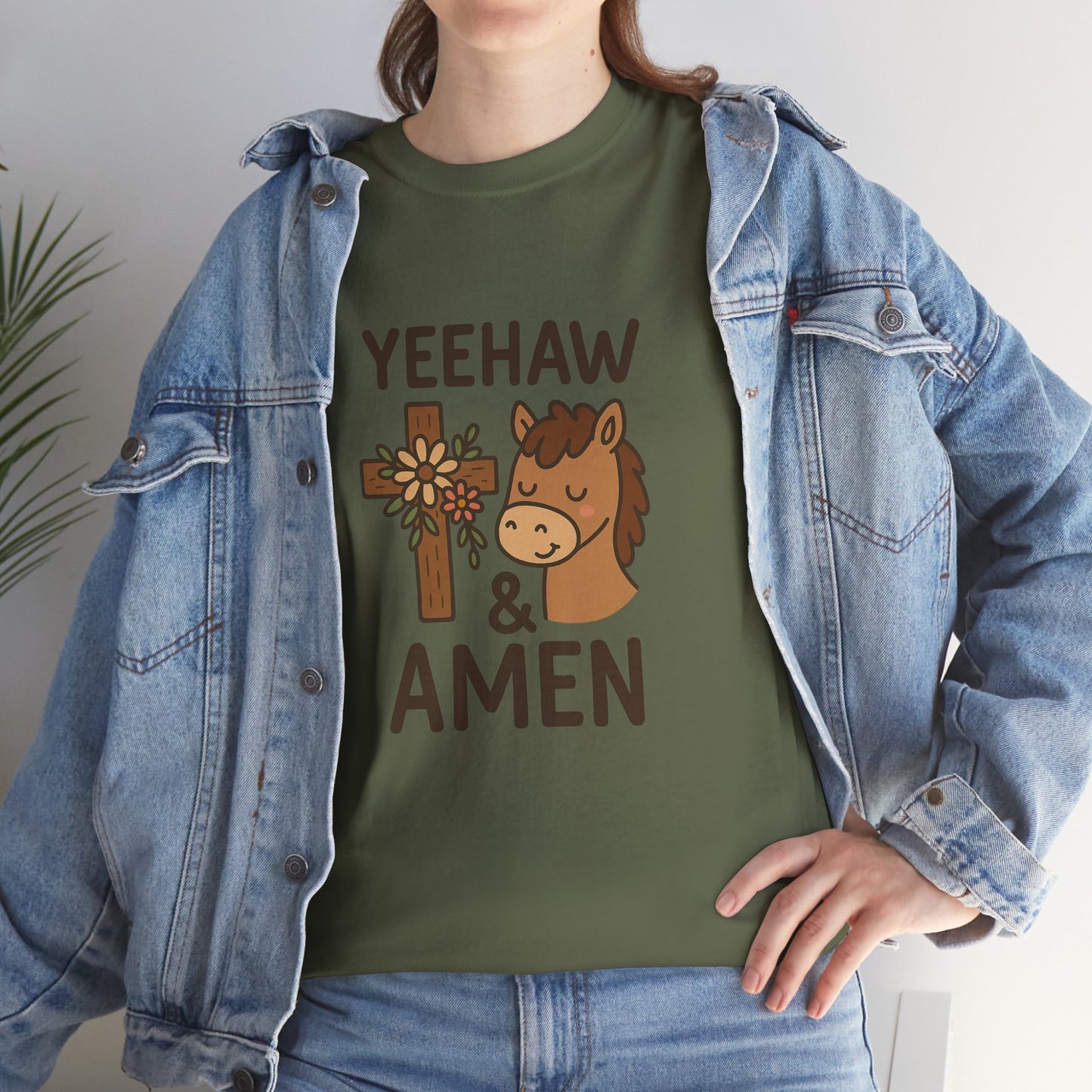 Yeehaw & Amen Floral Cross Horse Tee