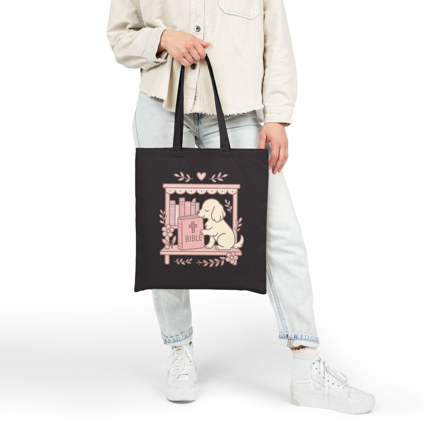 Cozy Dog Bible Lover Tote Bag