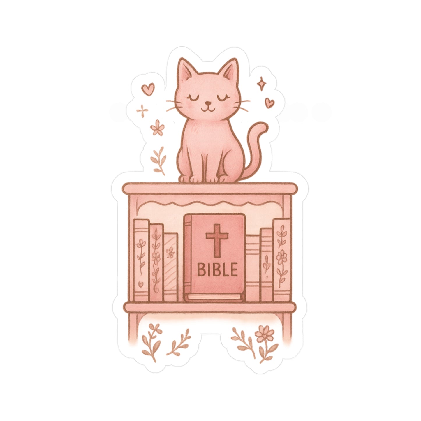 Cute Cat Bible Vinyl Decal