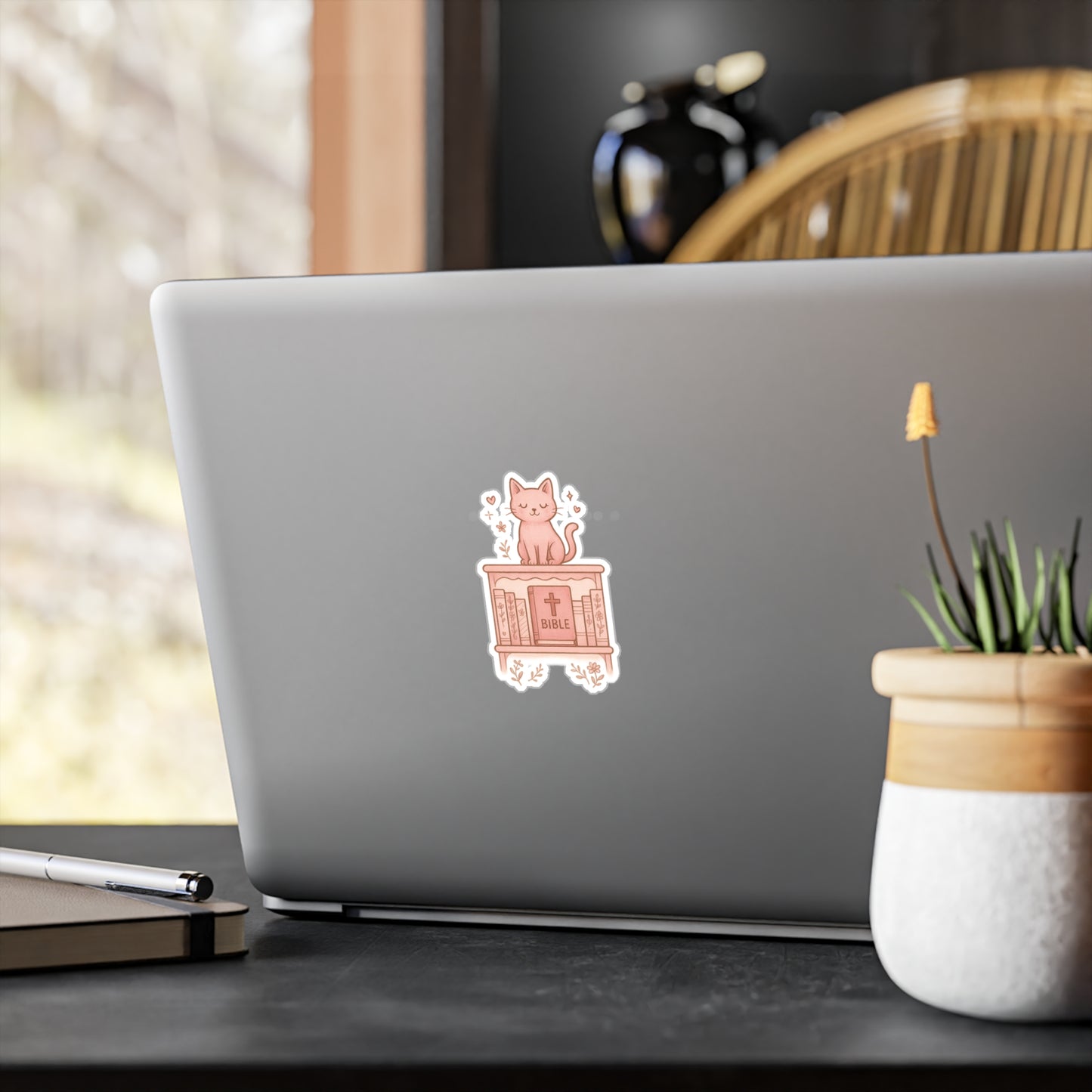 Cute Cat Bible Vinyl Decal