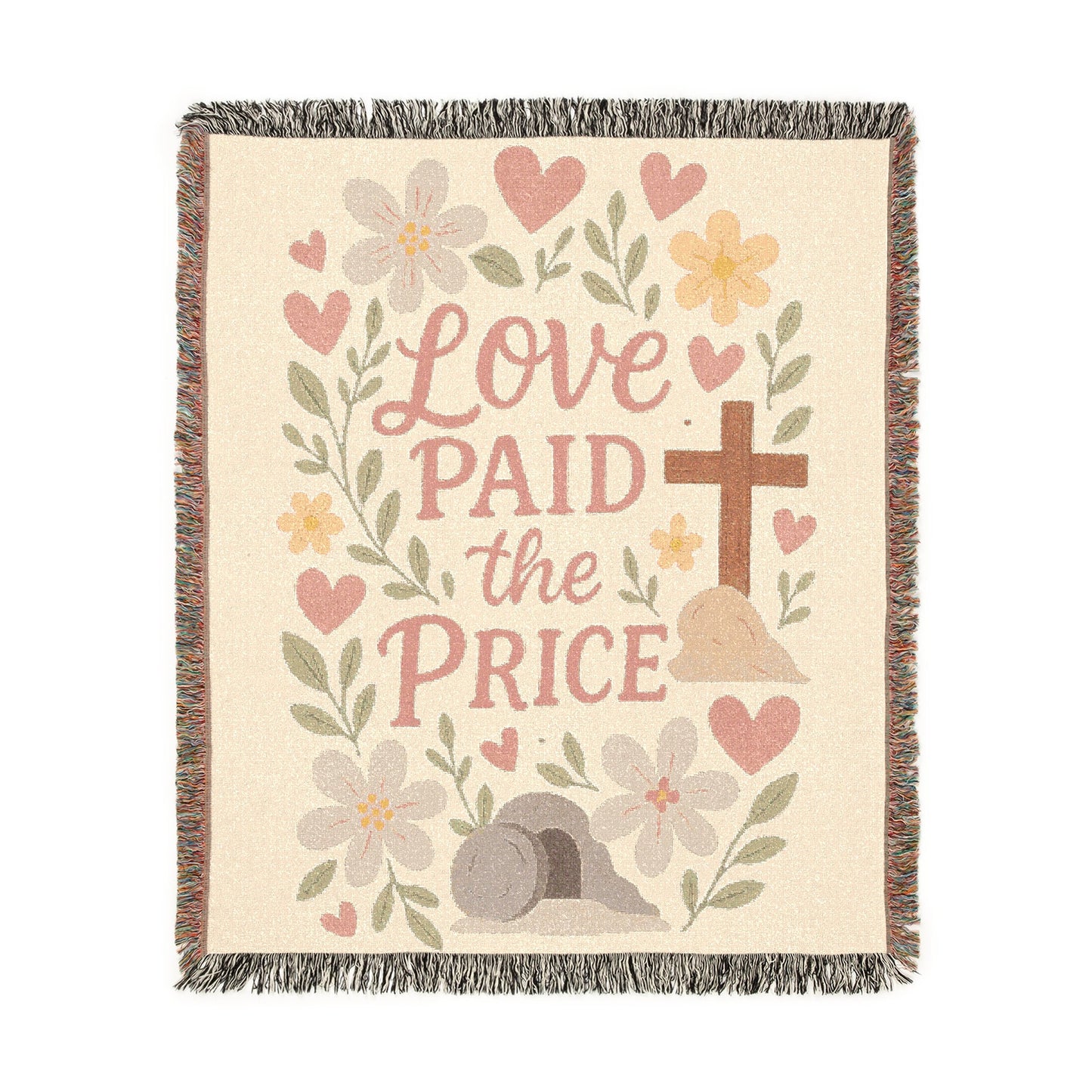 Love Paid the Price Cross Woven Blanket