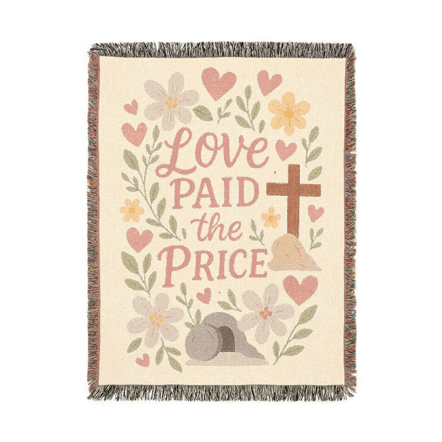 Love Paid the Price Cross Woven Blanket