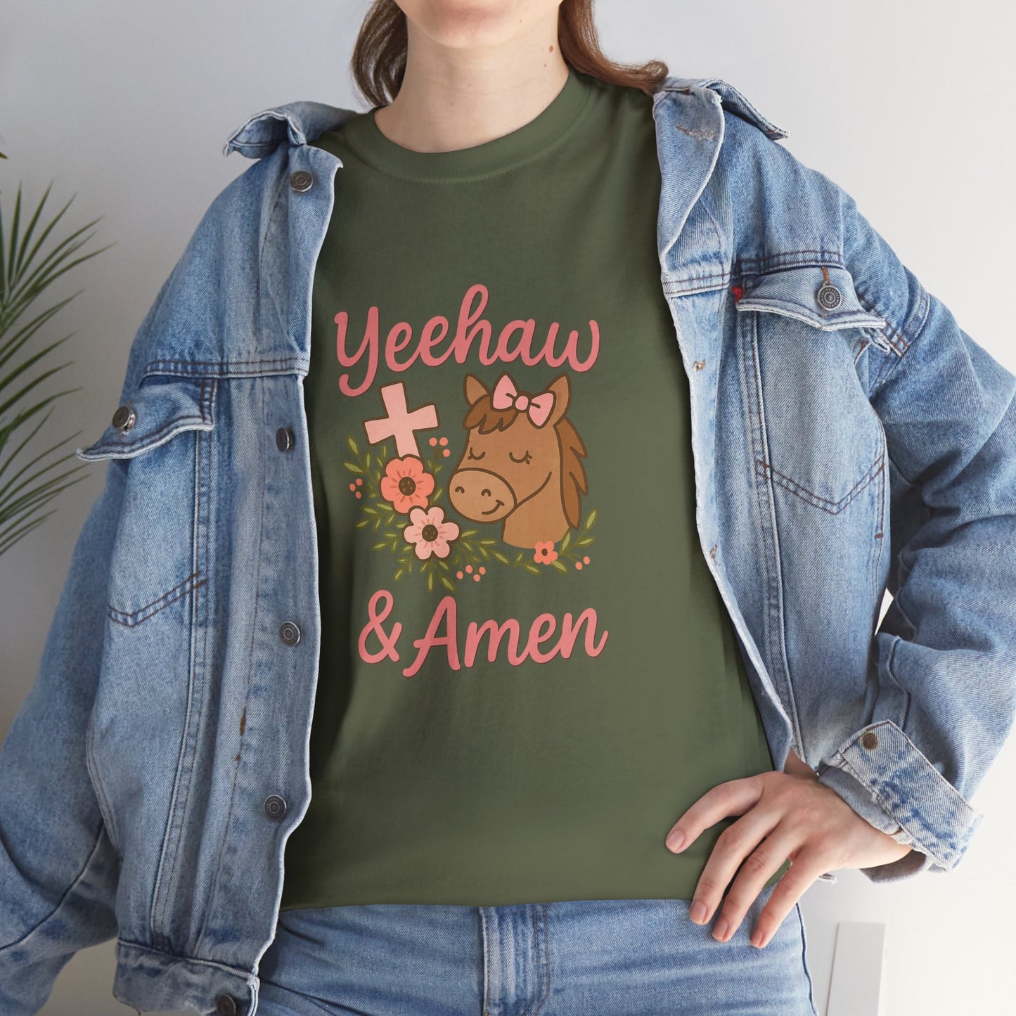 Yeehaw & Amen Floral Cross Tee