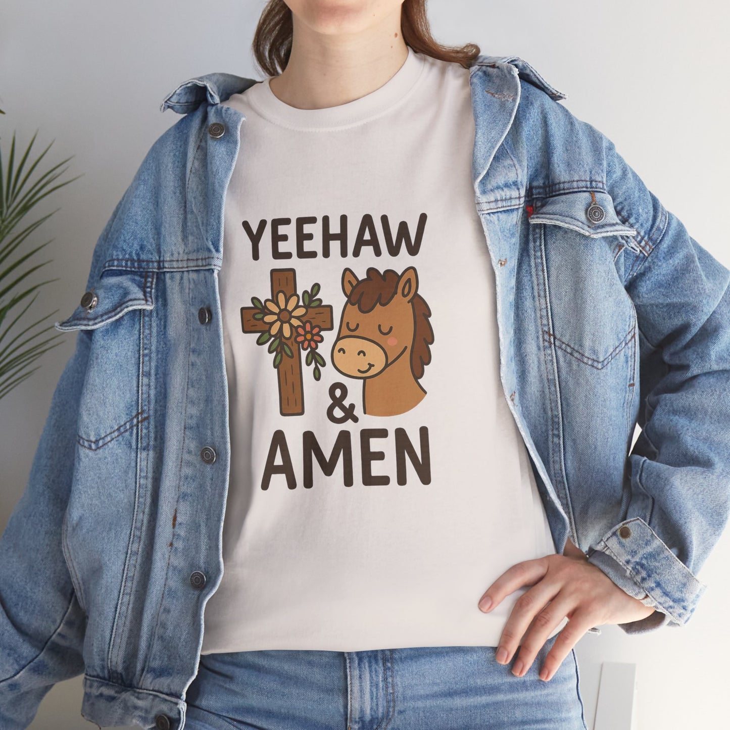 Yeehaw & Amen Floral Cross Horse Tee