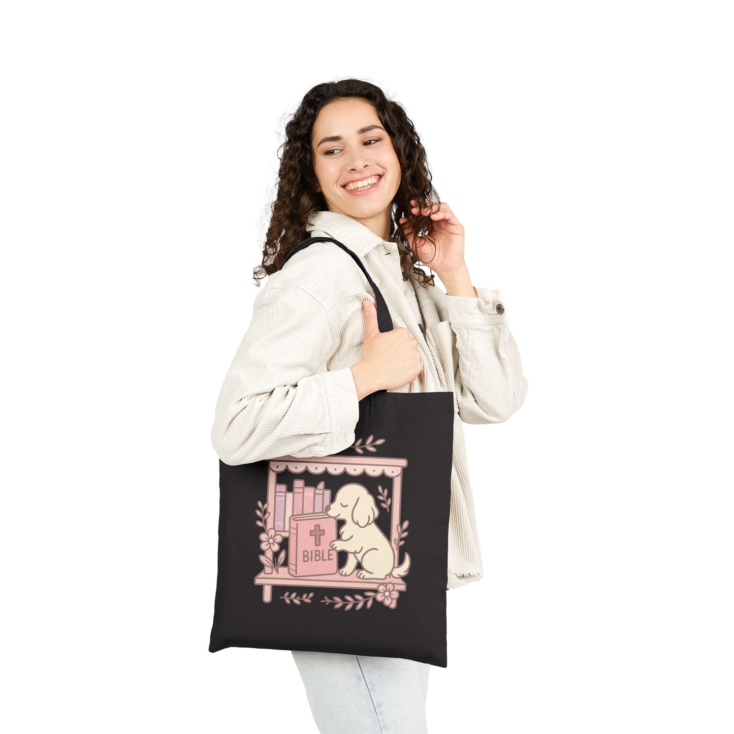 Cozy Dog Bible Lover Tote Bag