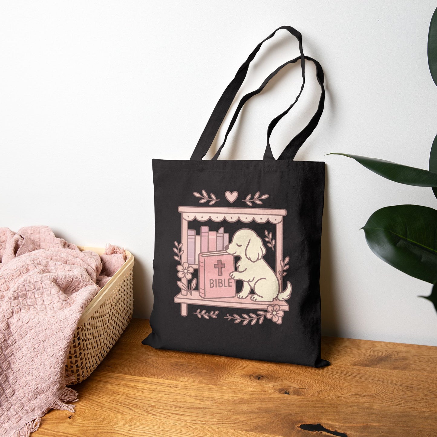 Cozy Dog Bible Lover Tote Bag