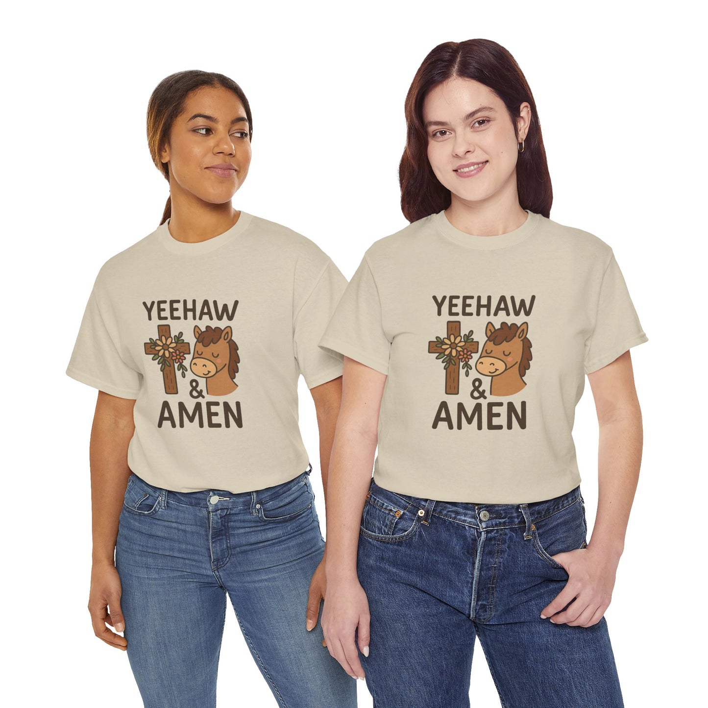 Yeehaw & Amen Floral Cross Horse Tee