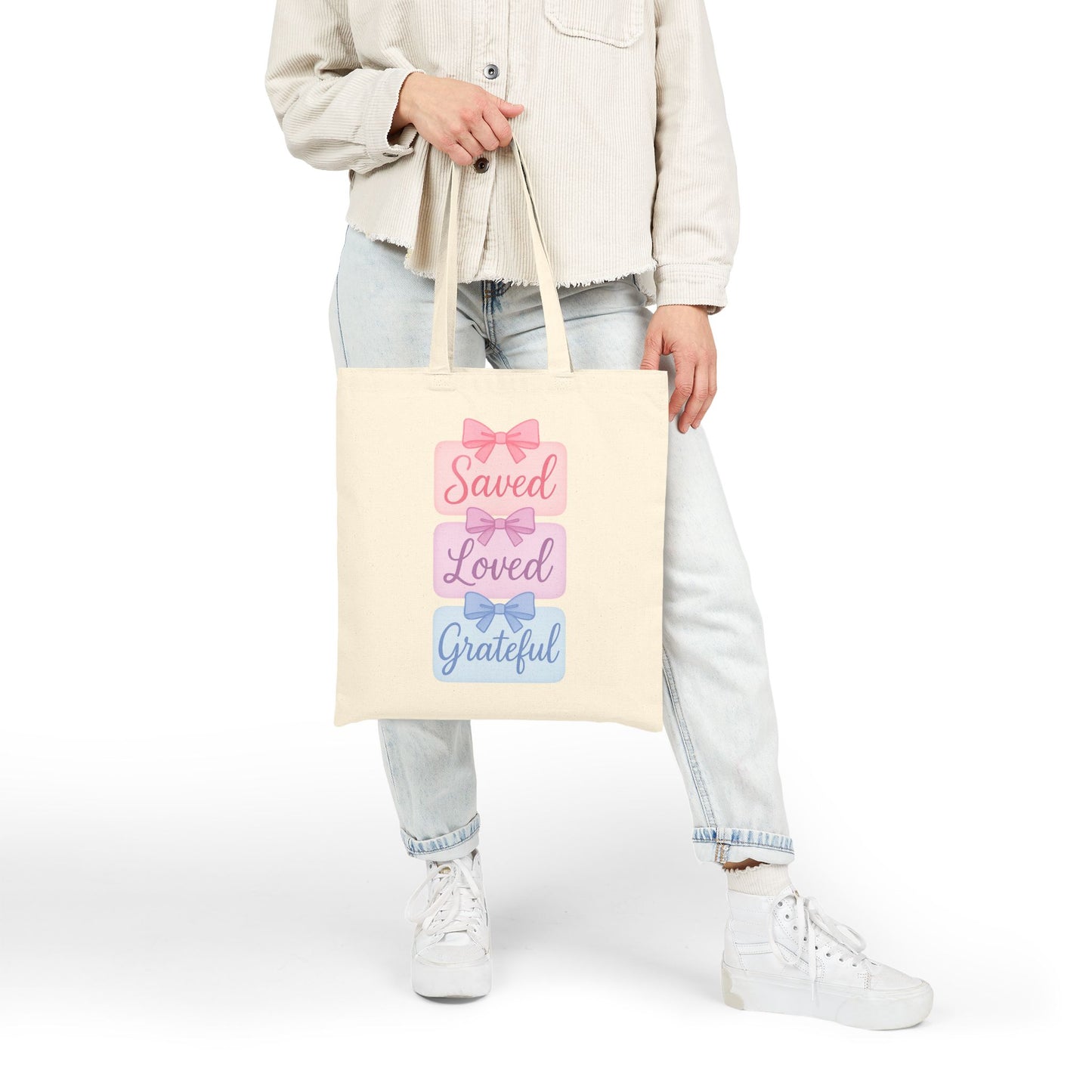 Saved Loved Grateful Tote Bag