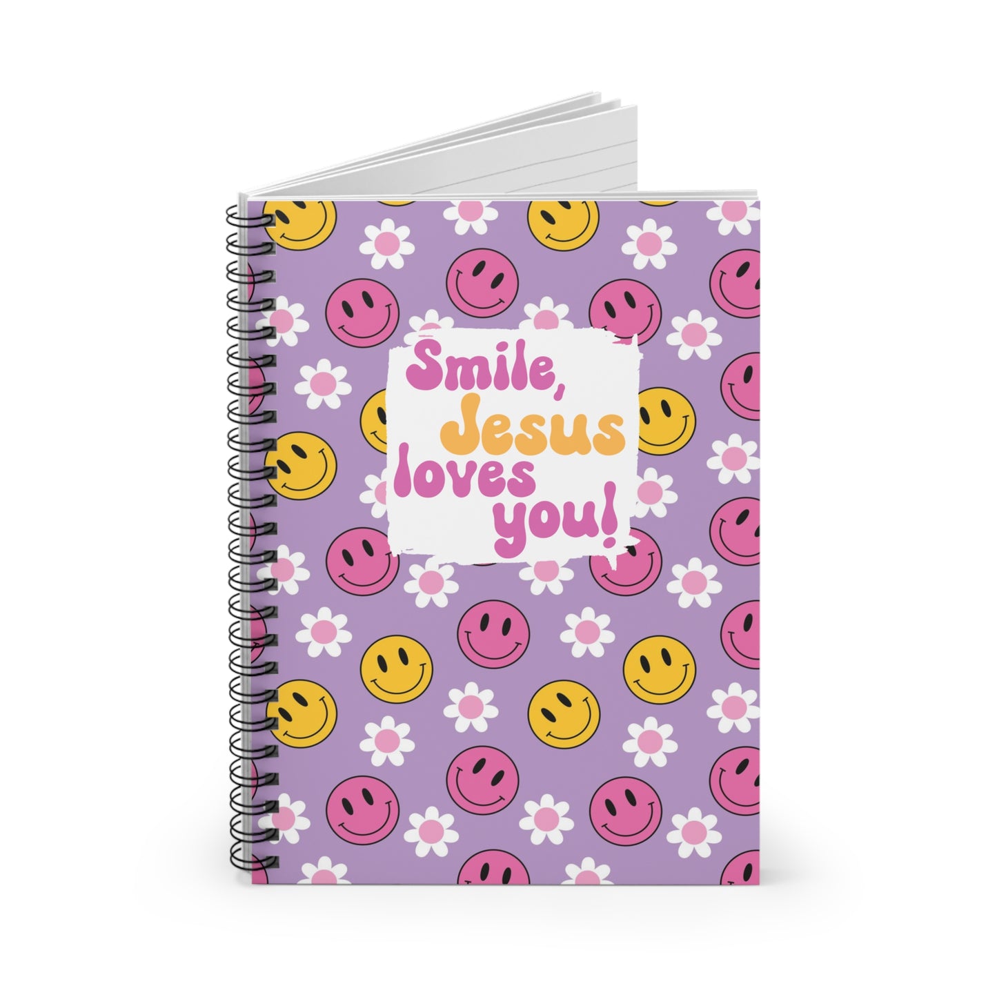 Smile, Jesus loves you! Purple Spiral Notebook - Ruled Line