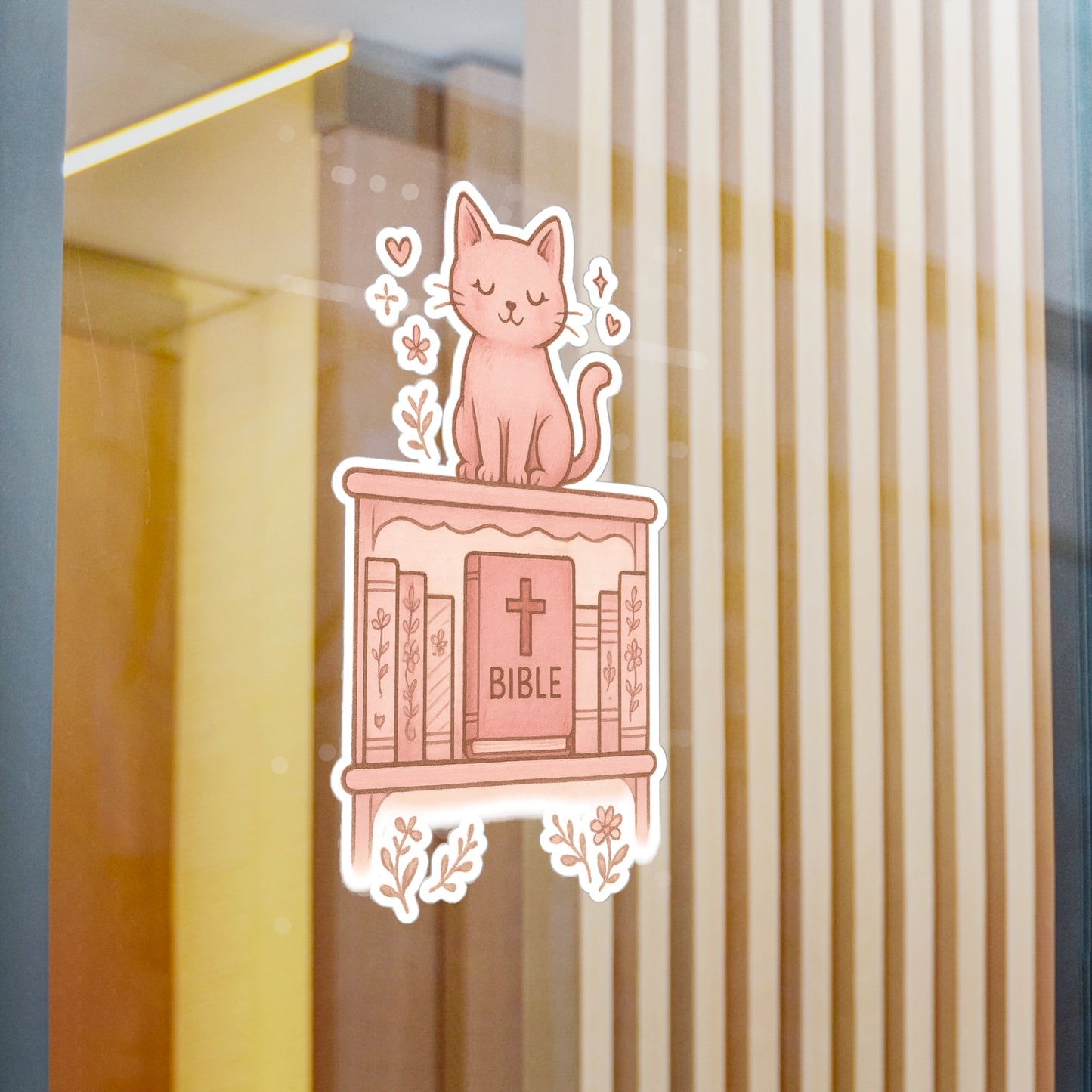 Cute Cat Bible Vinyl Decal