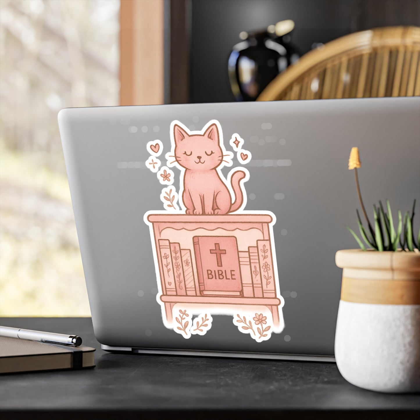 Cute Cat Bible Vinyl Decal