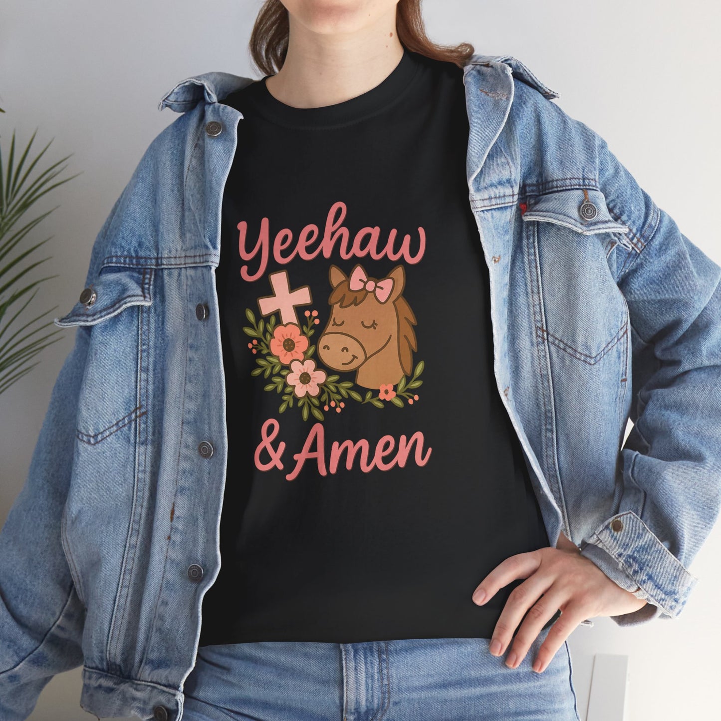 Yeehaw & Amen Floral Cross Tee
