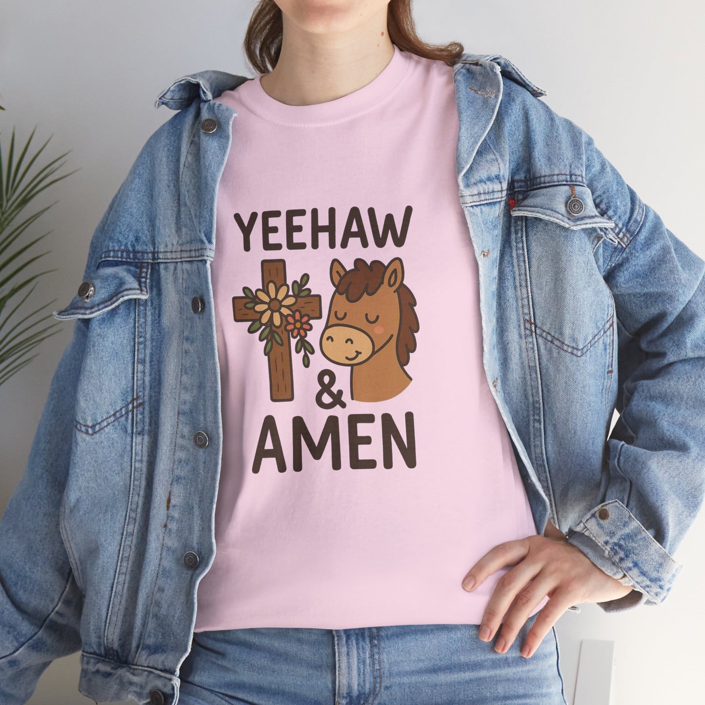 Yeehaw & Amen Floral Cross Horse Tee