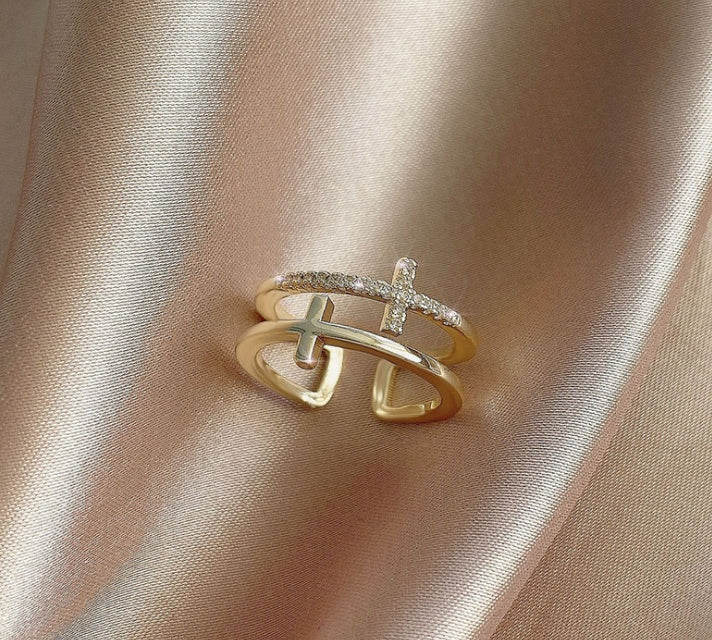Beautiful Double Cross Adjustable Ring – Christian Faith Jewelry