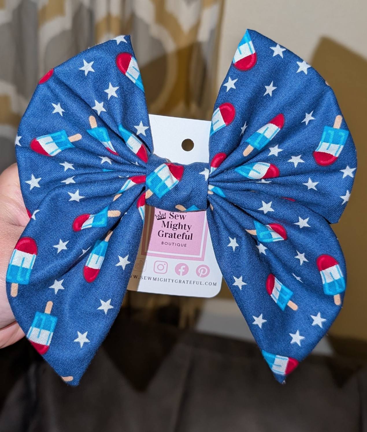 Star Spangled Sweetheart Hair Bow 7" X 6.5"