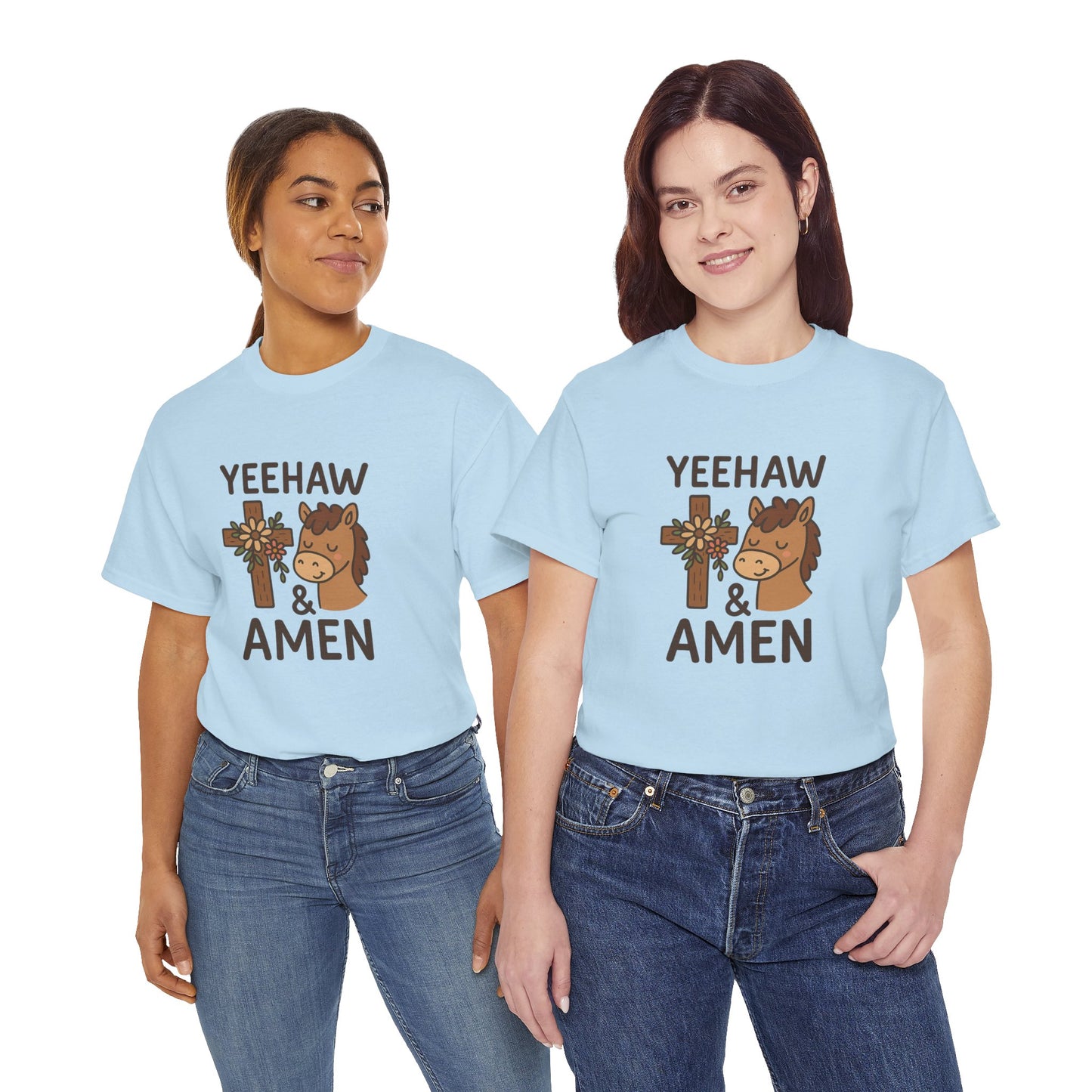 Yeehaw & Amen Floral Cross Horse Tee