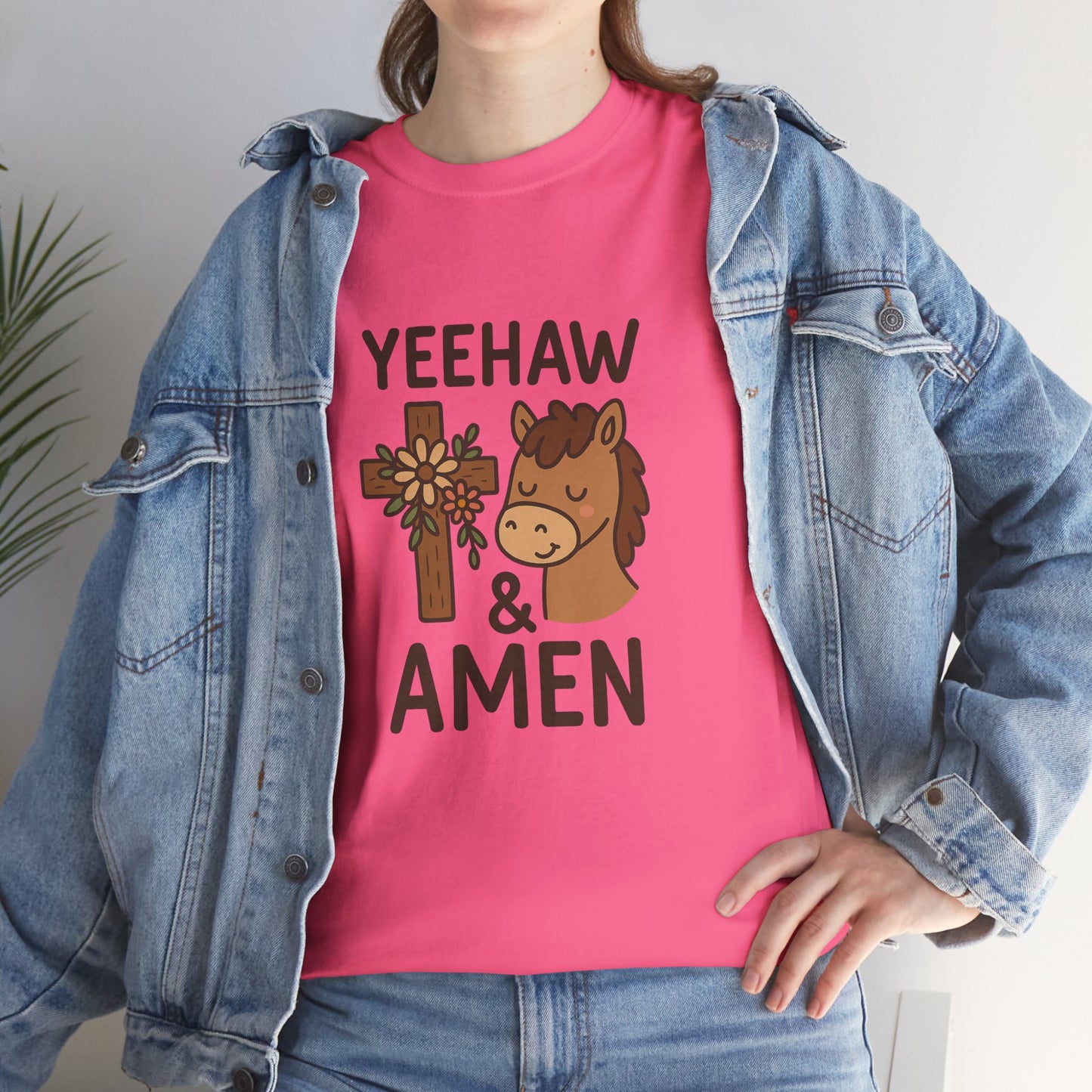 Yeehaw & Amen Floral Cross Horse Tee