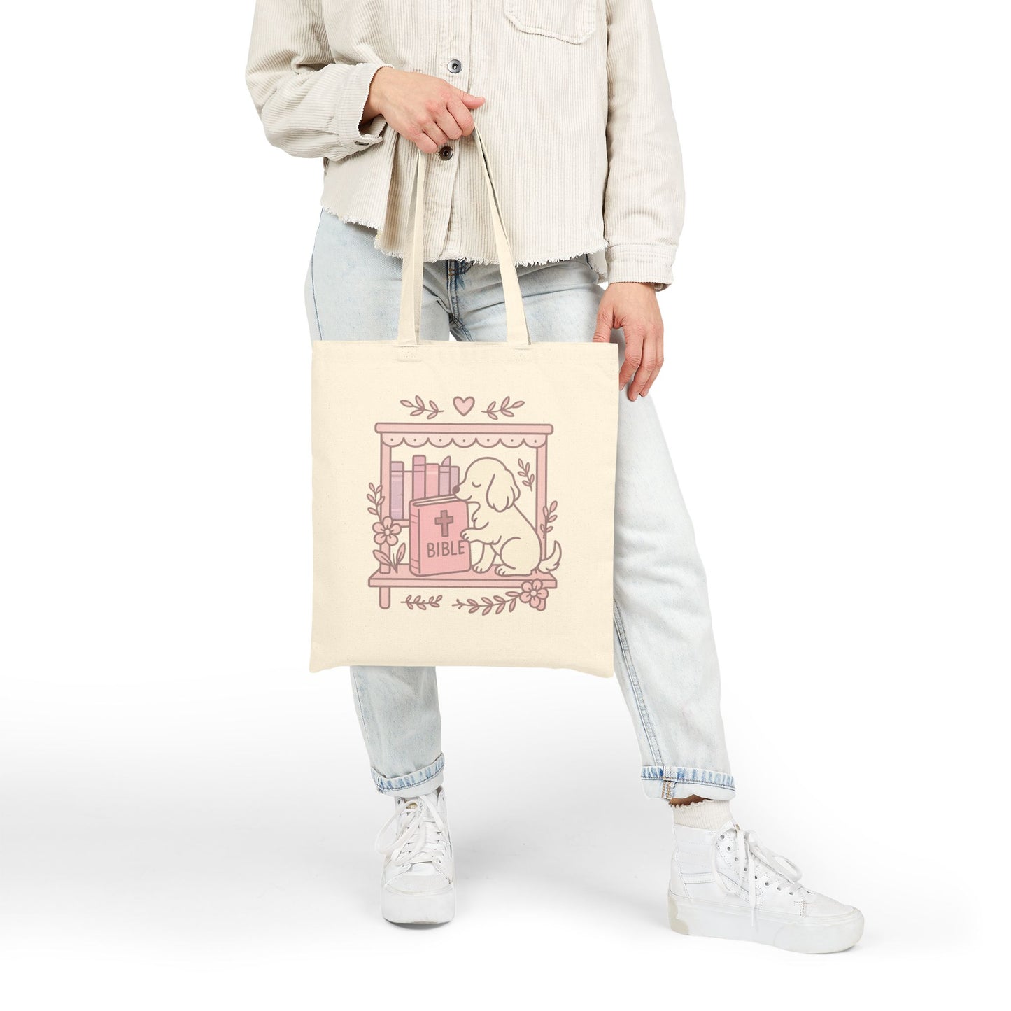 Cozy Dog Bible Lover Tote Bag