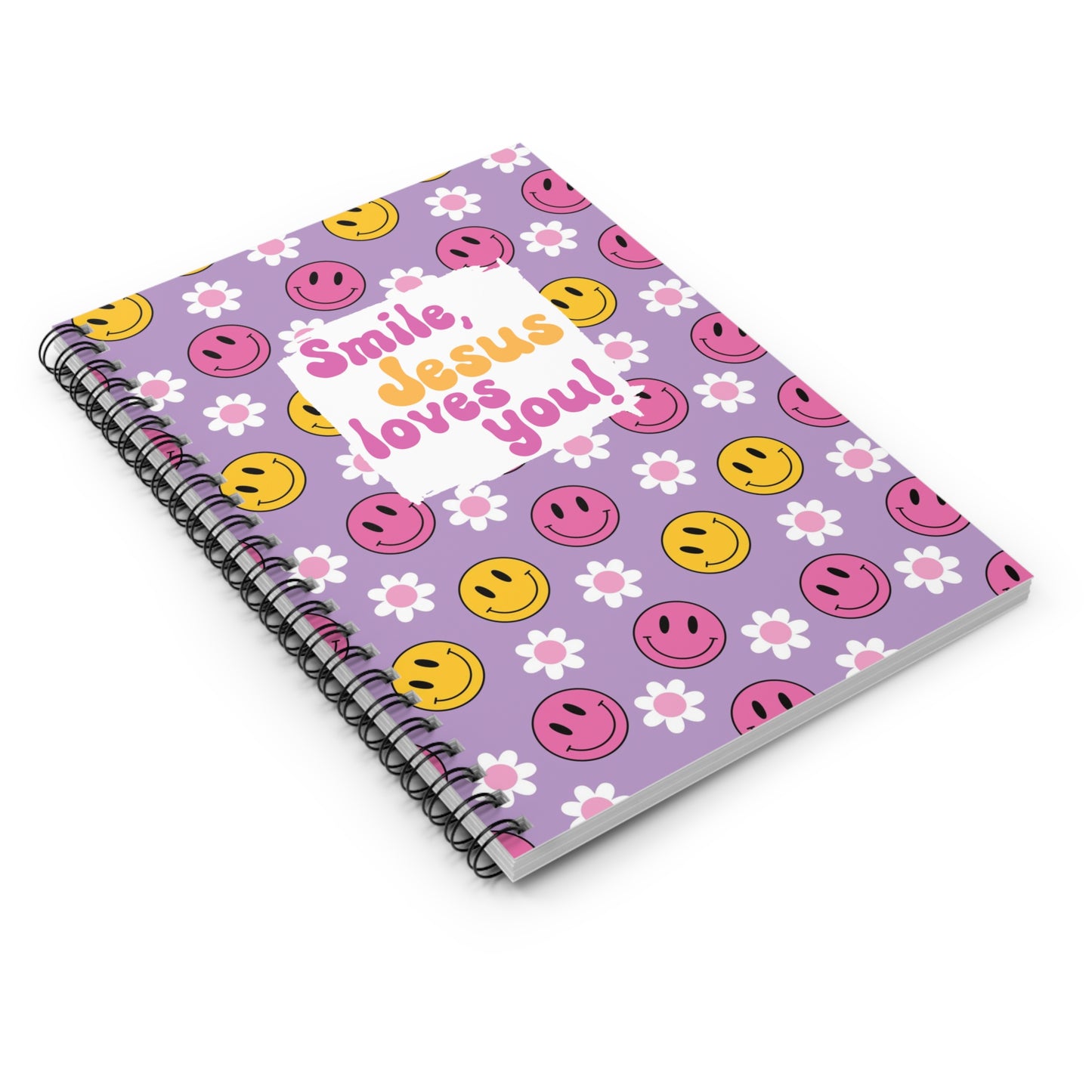 Smile, Jesus loves you! Purple Spiral Notebook - Ruled Line