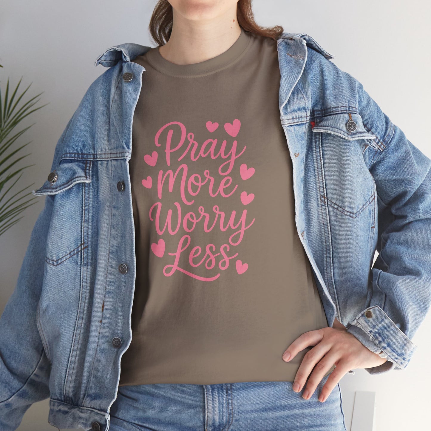 Pray More Worry Less Heart Tee