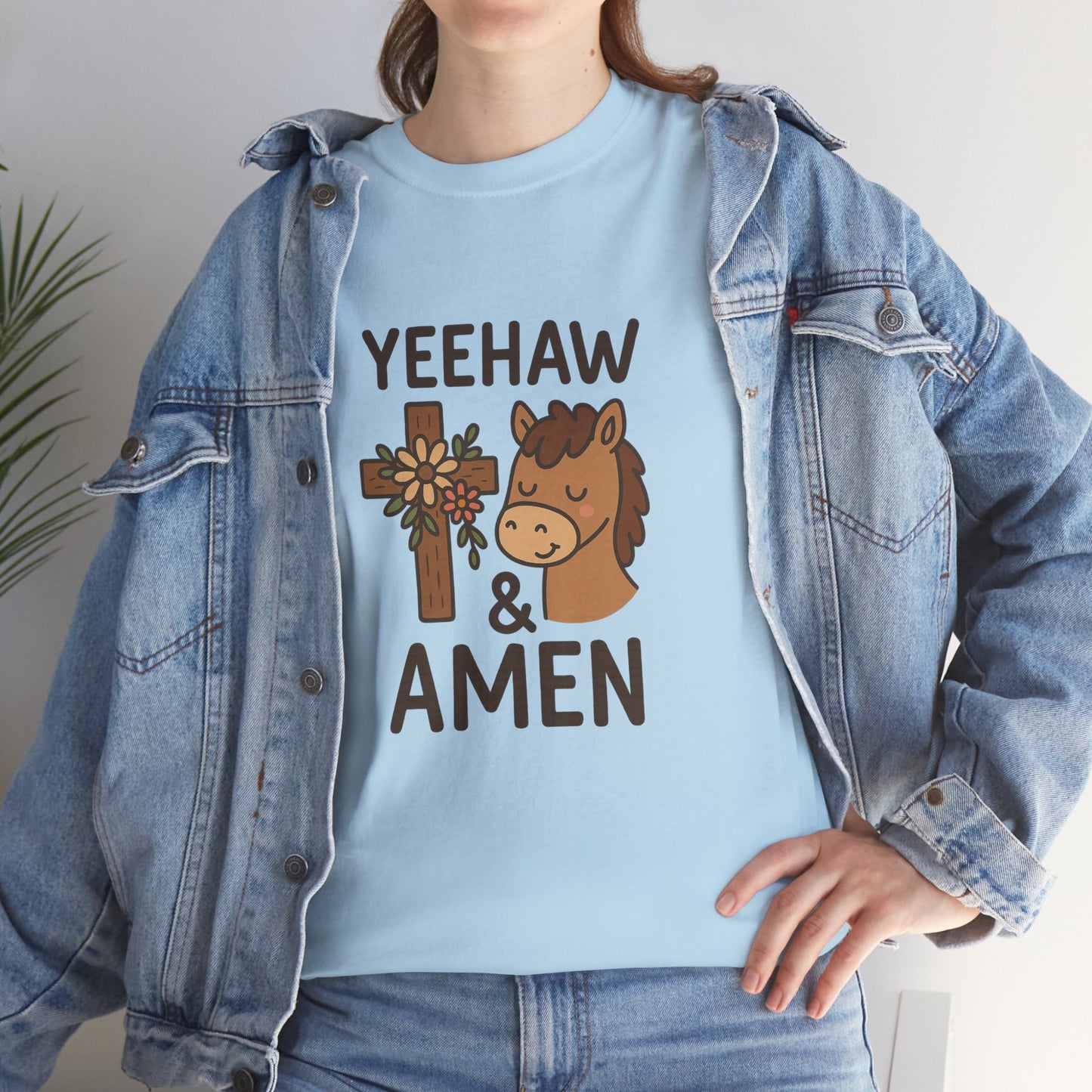 Yeehaw & Amen Floral Cross Horse Tee