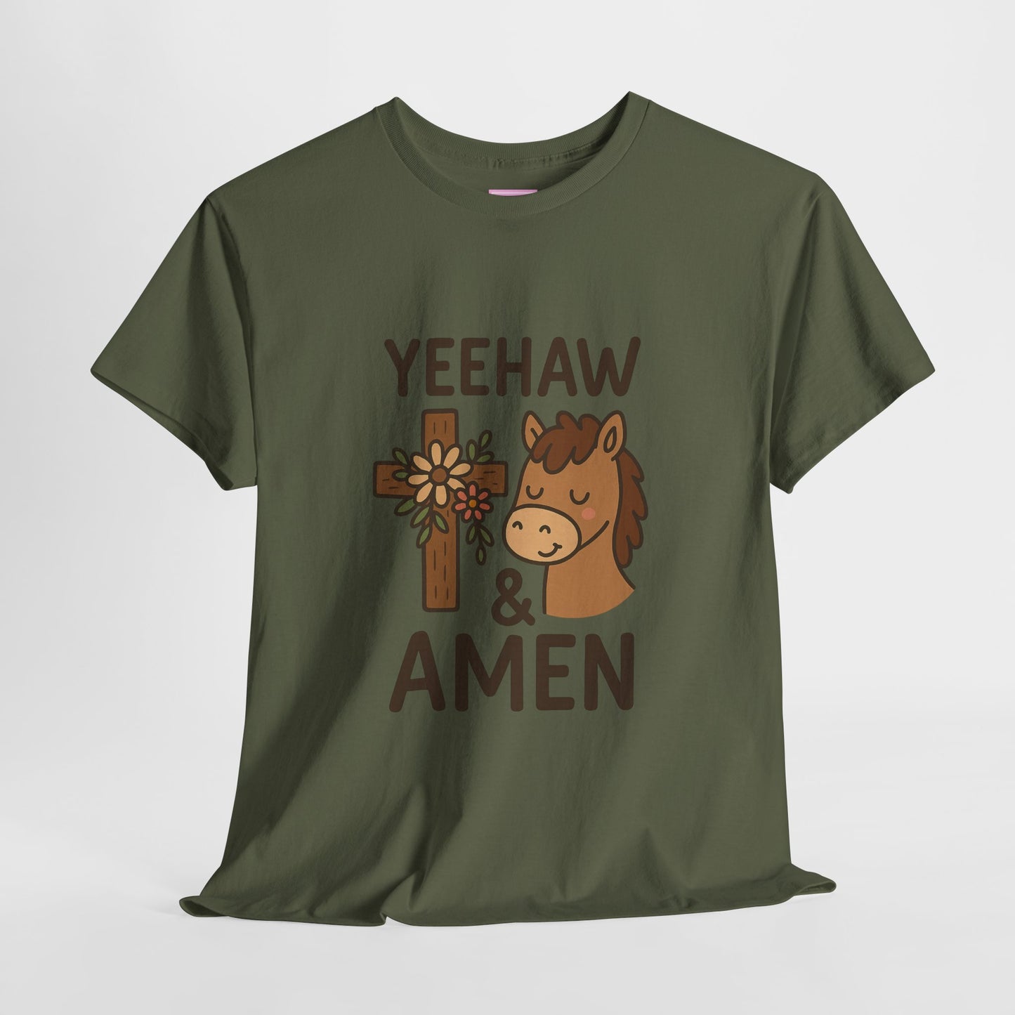 Yeehaw & Amen Floral Cross Horse Tee