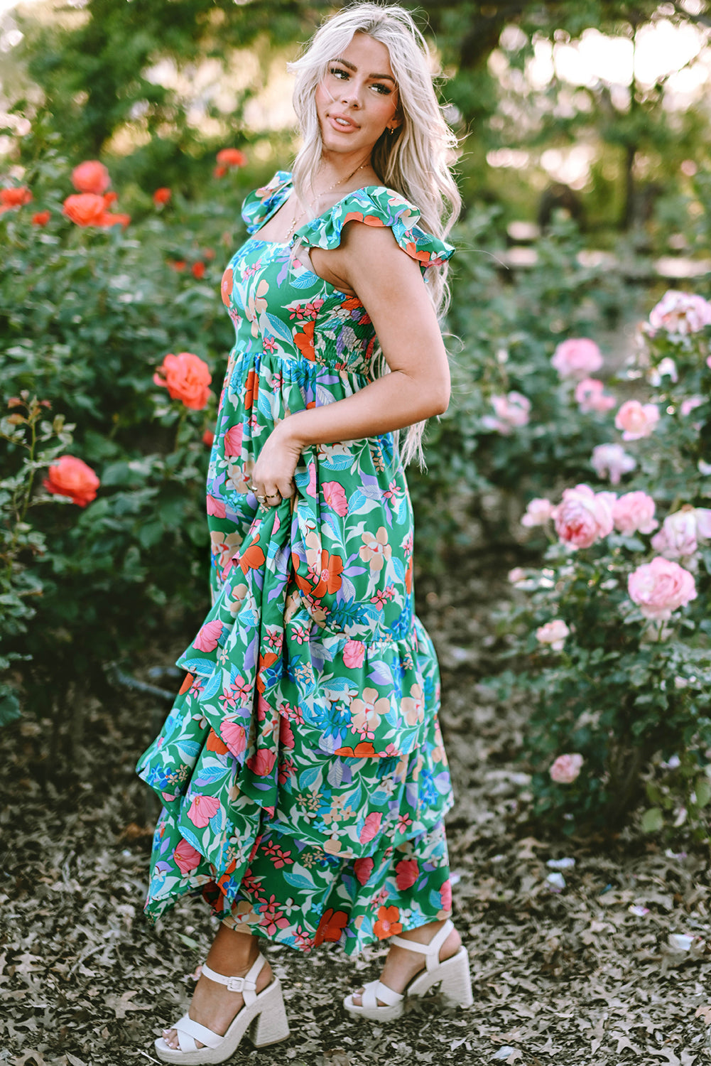 Green Floral Maxi Dress
