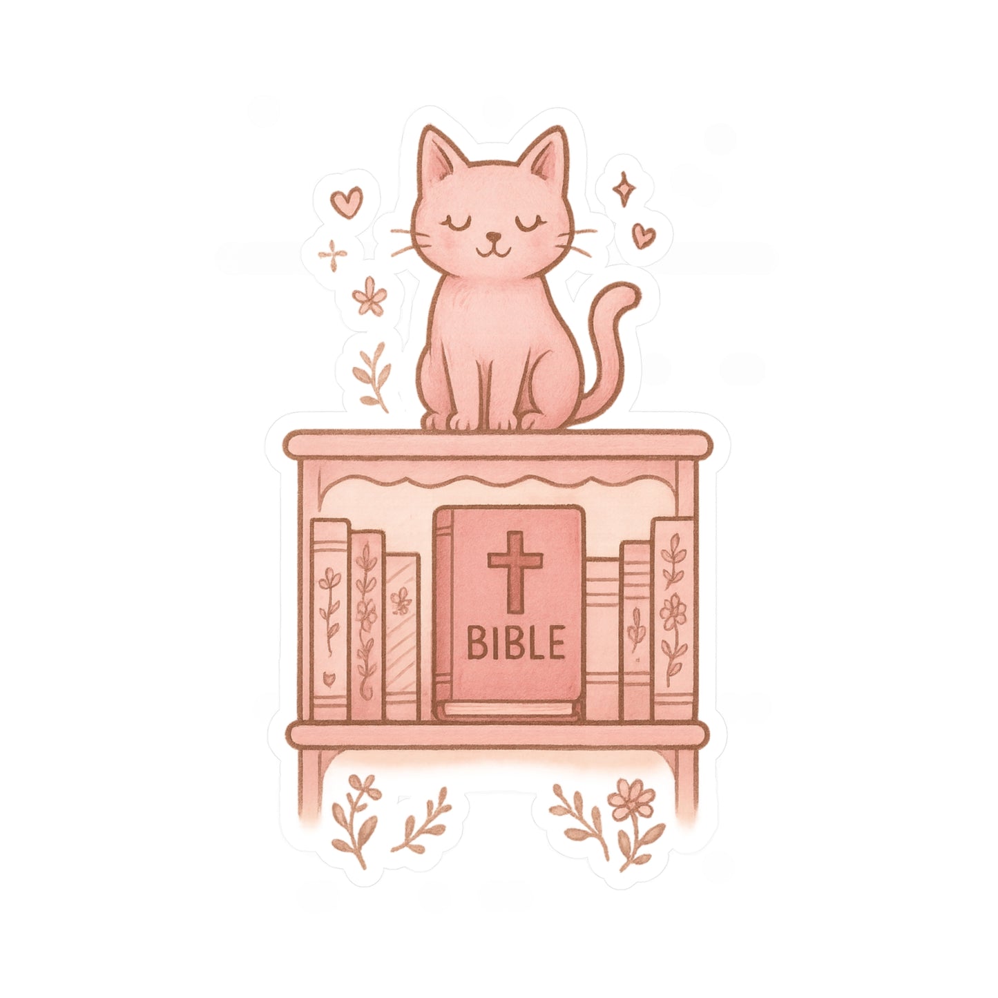 Cute Cat Bible Vinyl Decal
