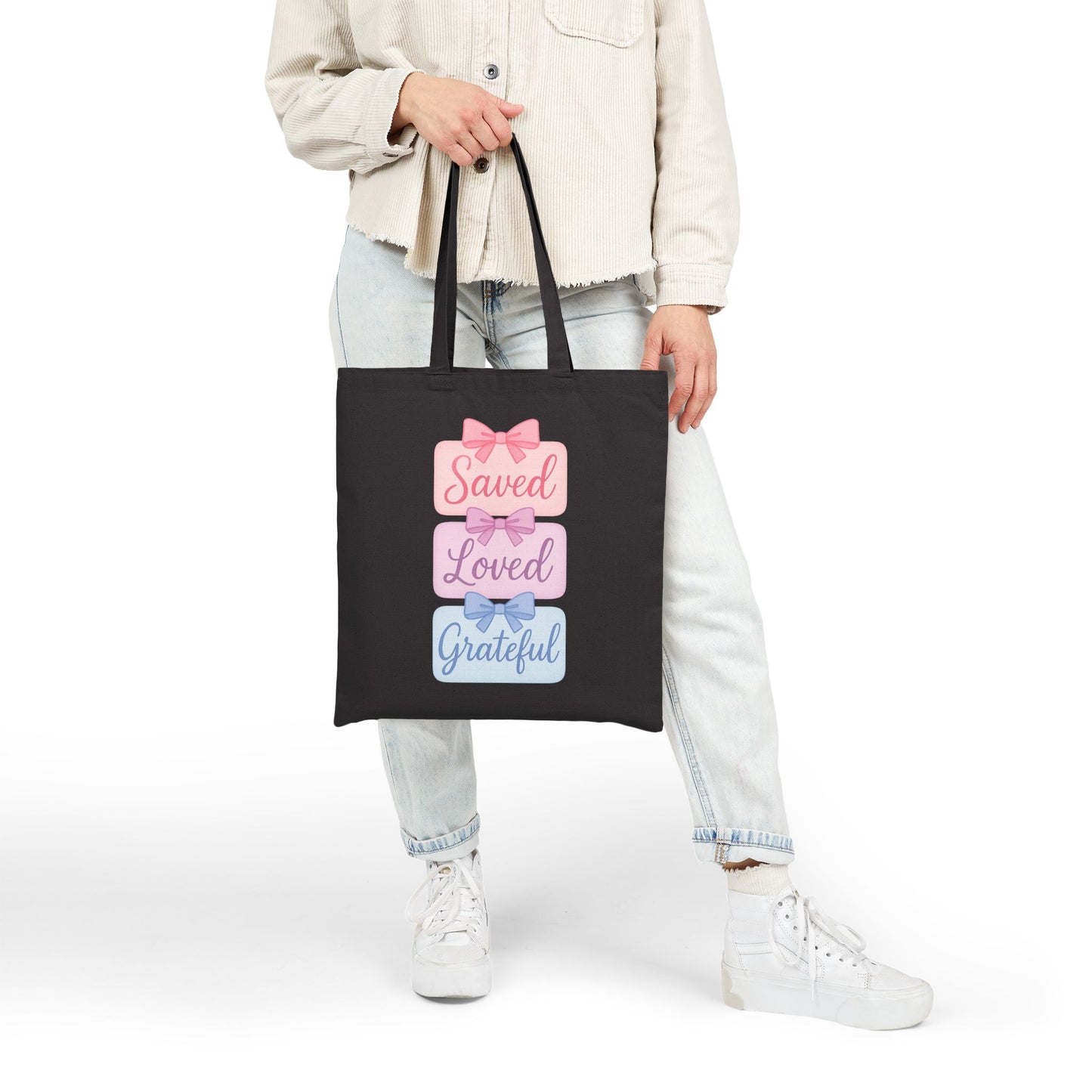 Saved Loved Grateful Tote Bag