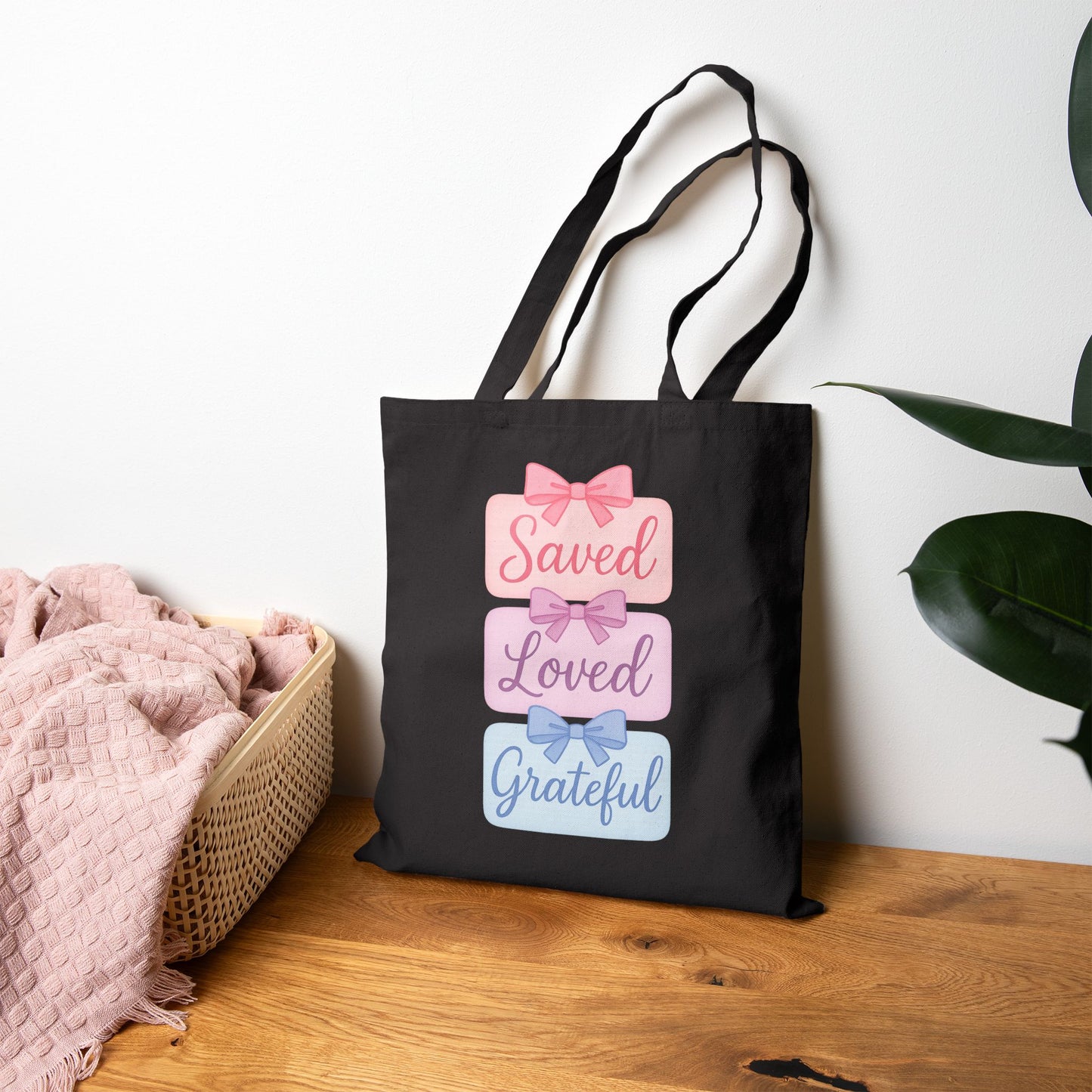 Saved Loved Grateful Tote Bag