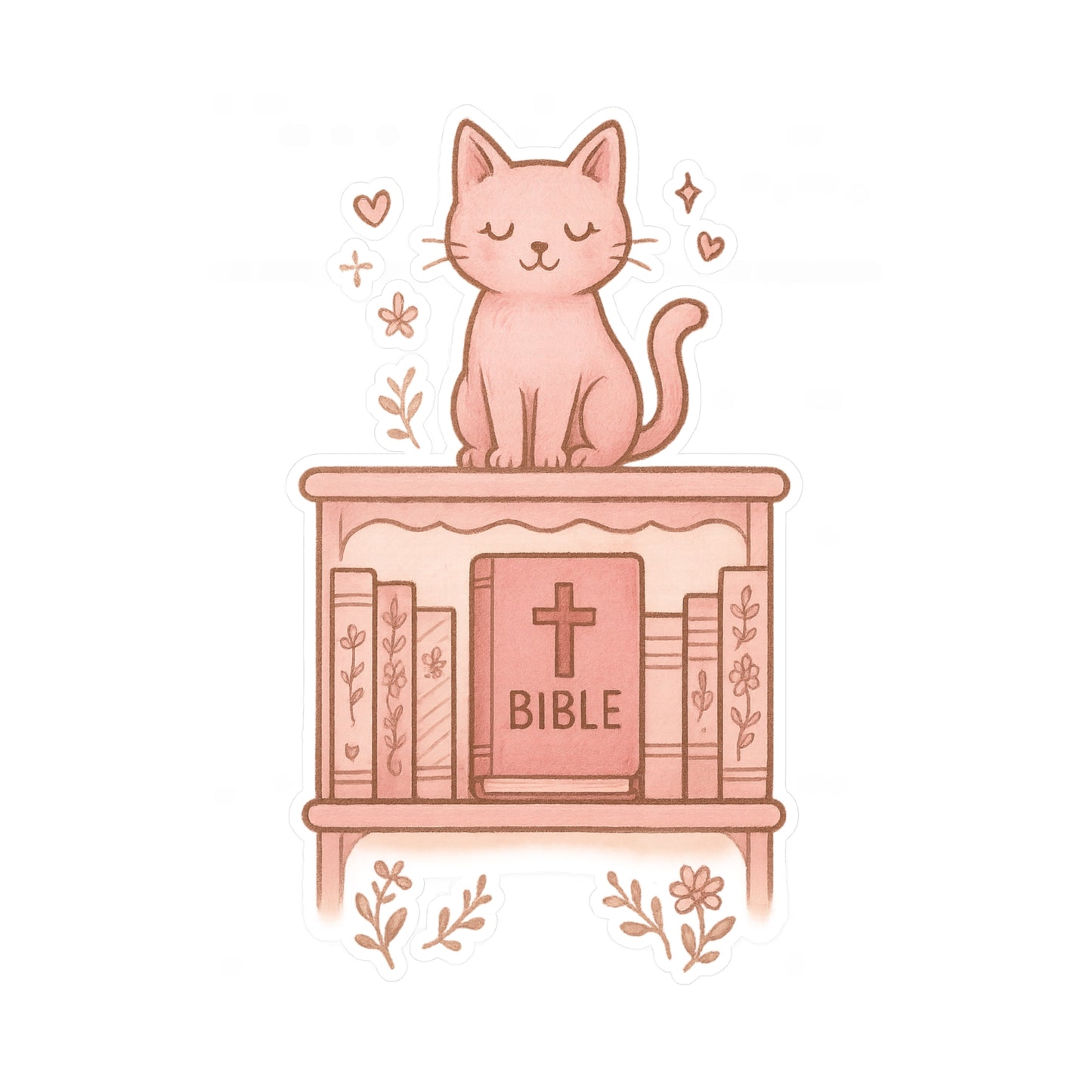 Cute Cat Bible Vinyl Decal