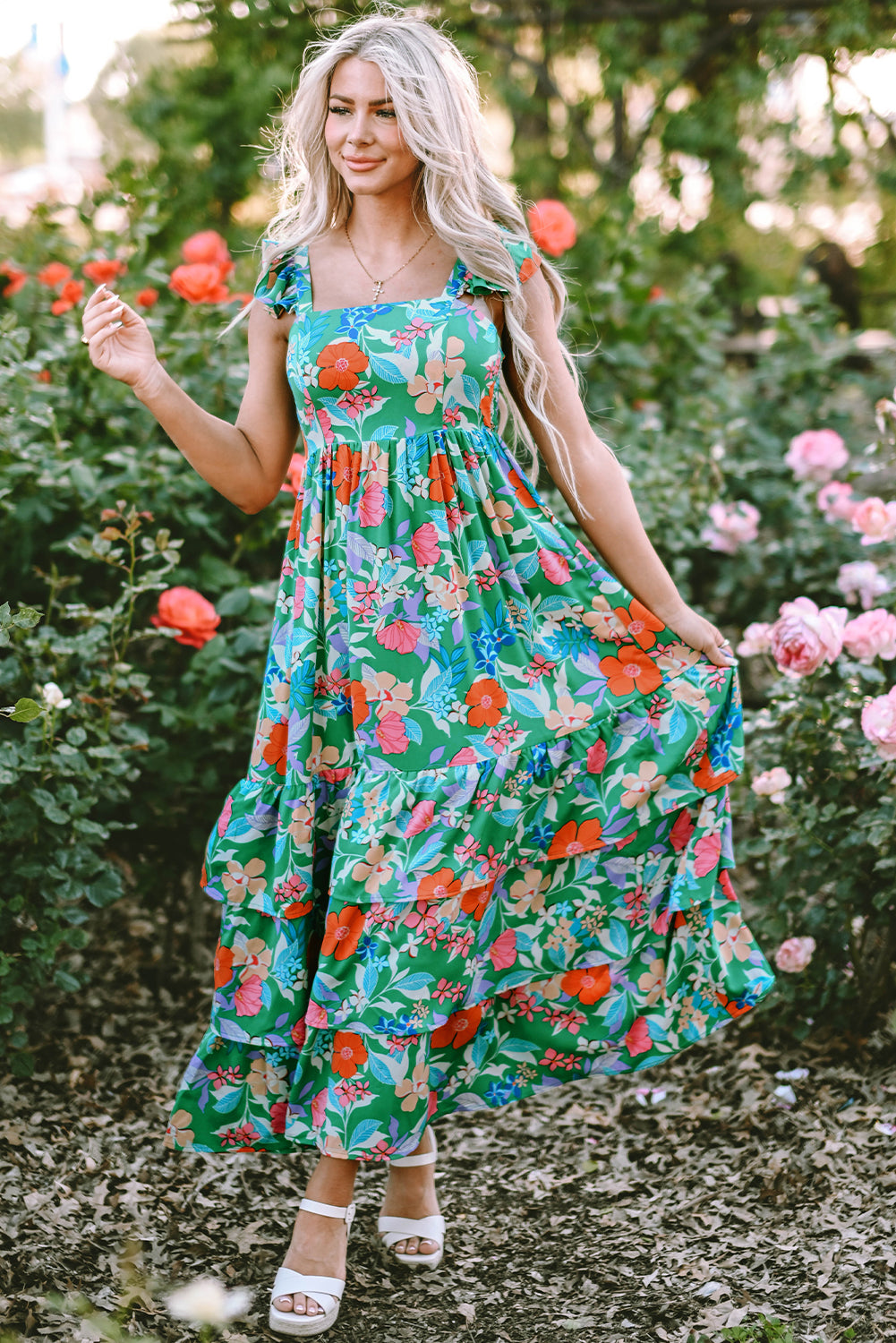 Green Floral Maxi Dress