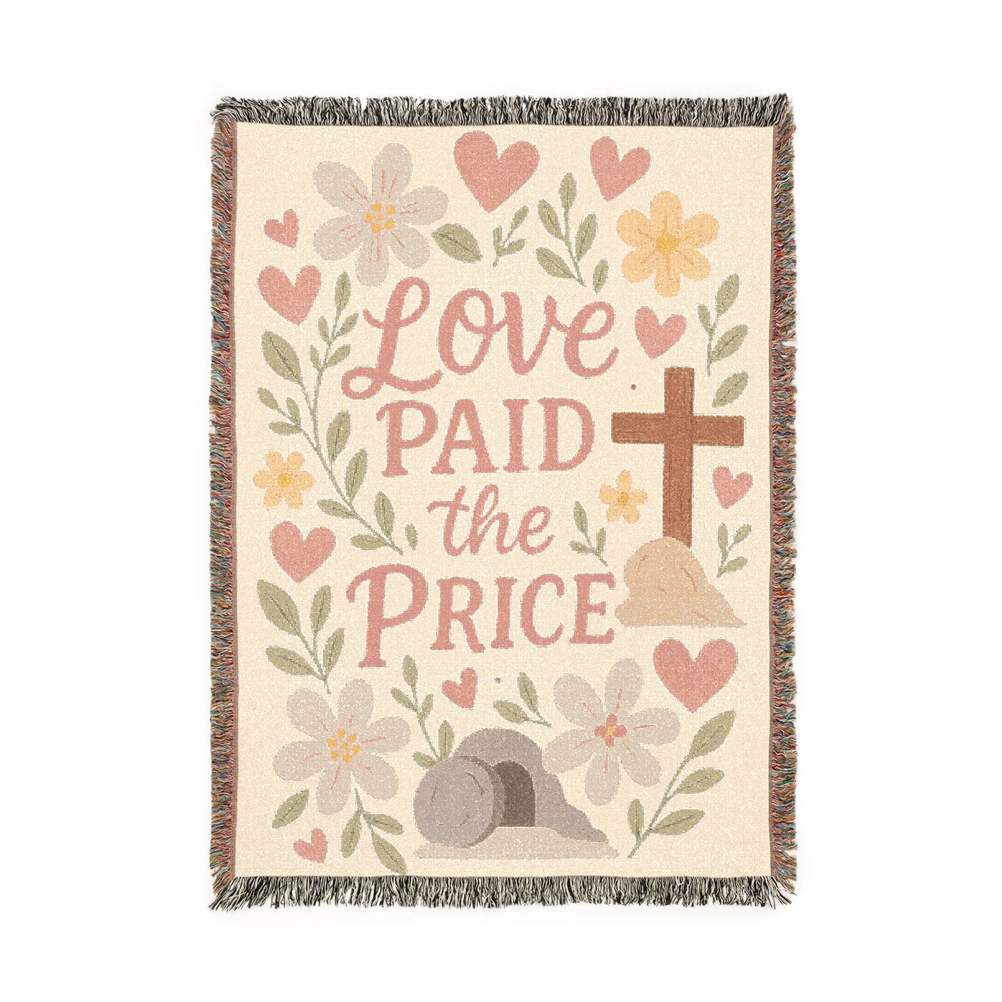 Love Paid the Price Cross Woven Blanket