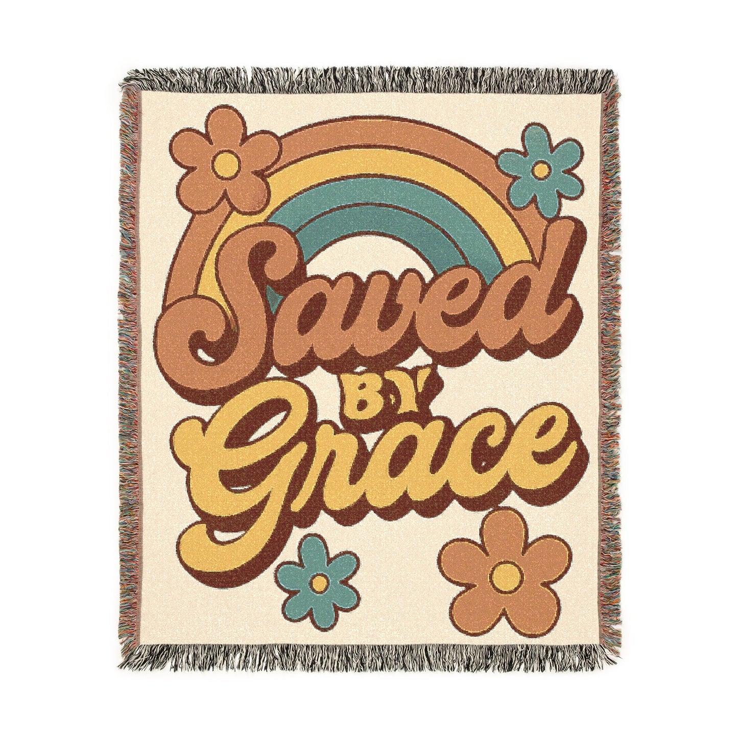 Saved by Grace Vintage Rainbow Woven Blanket