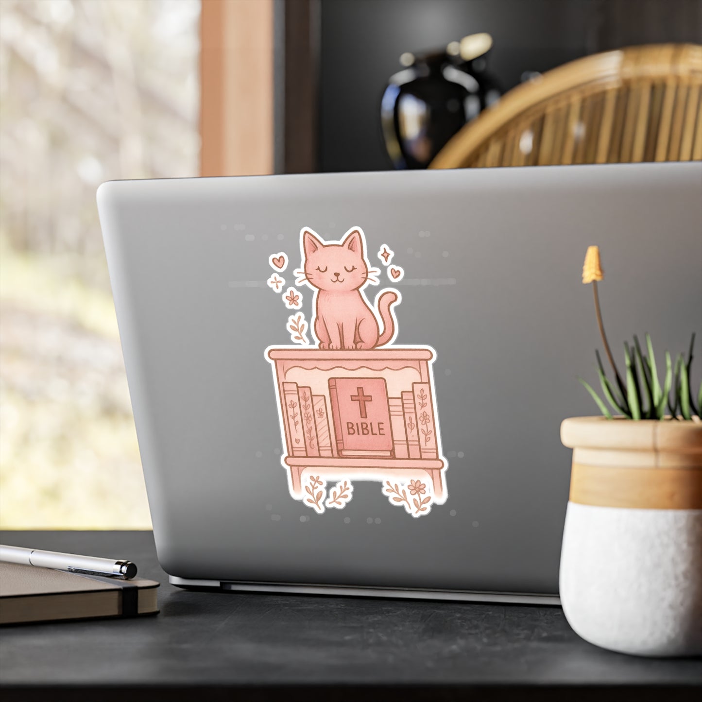 Cute Cat Bible Vinyl Decal