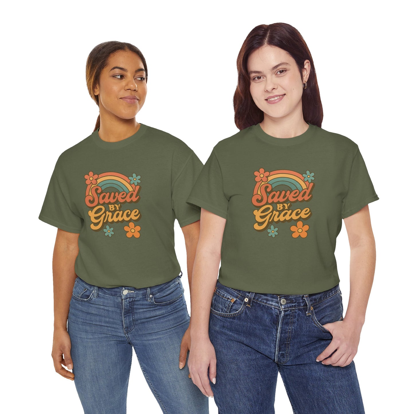 Saved by Grace Vintage Rainbow Tee