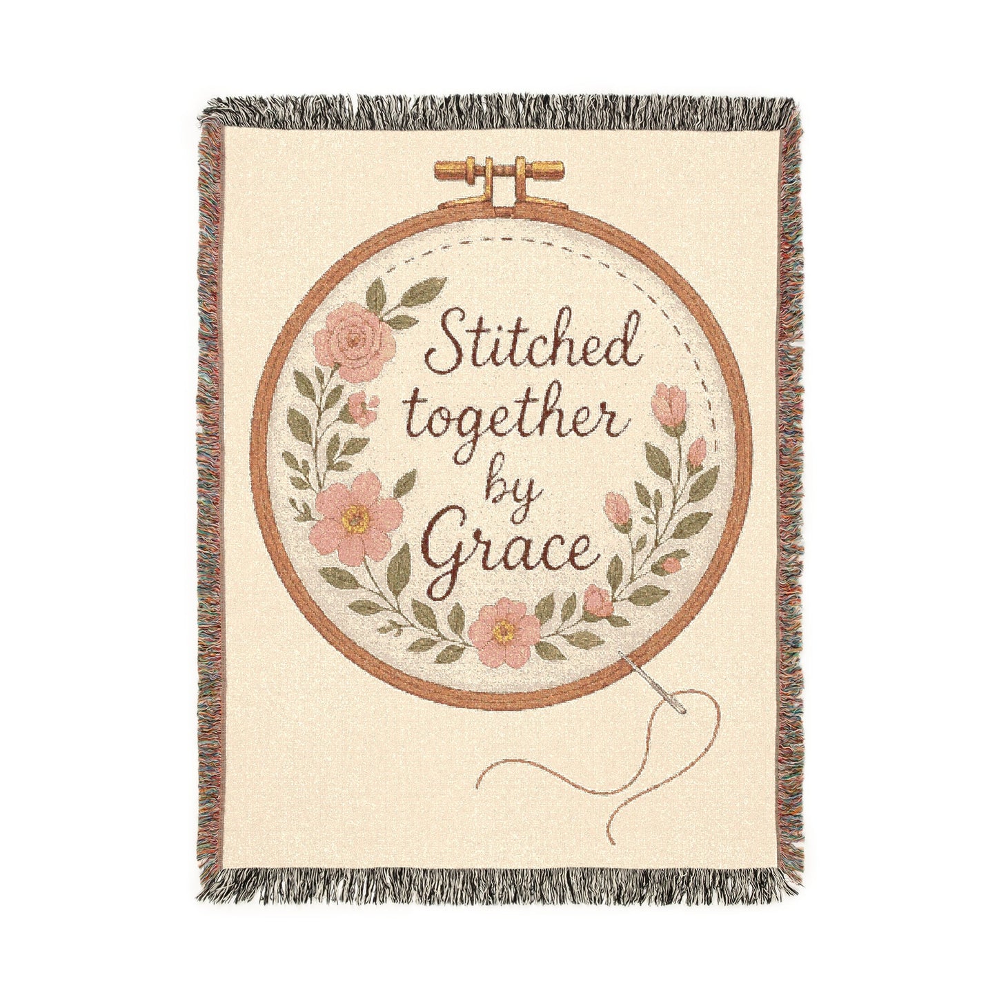 Stitched Together By His Grace Woven Blanket