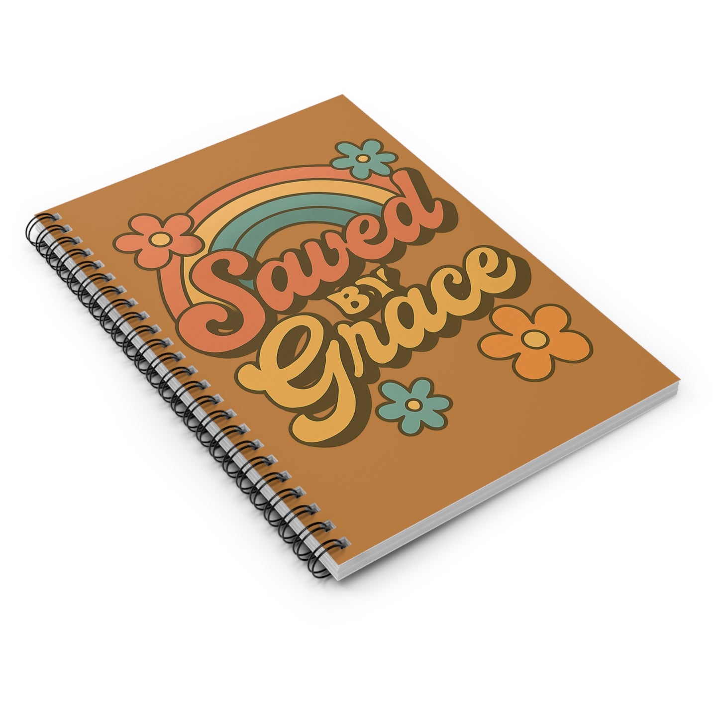 Saved by Grace Vintage Rainbow Spiral Notebook