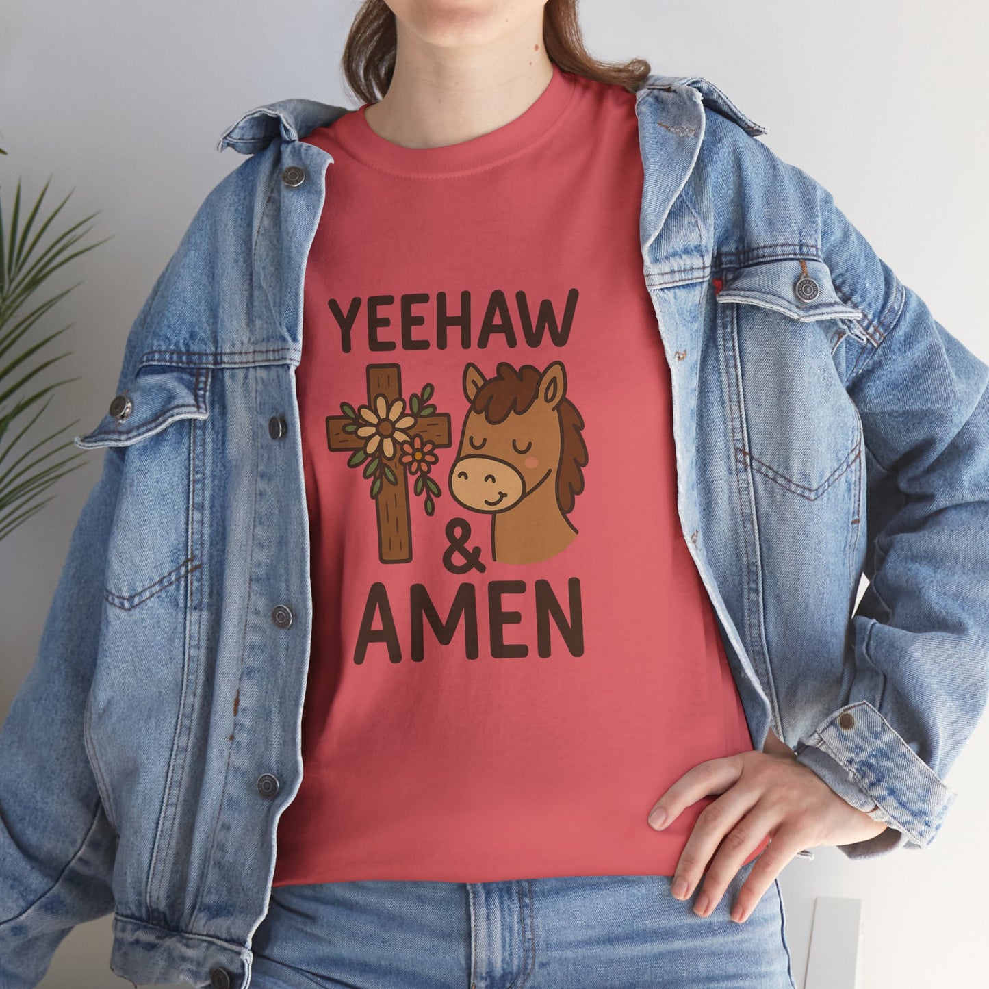 Yeehaw & Amen Floral Cross Horse Tee